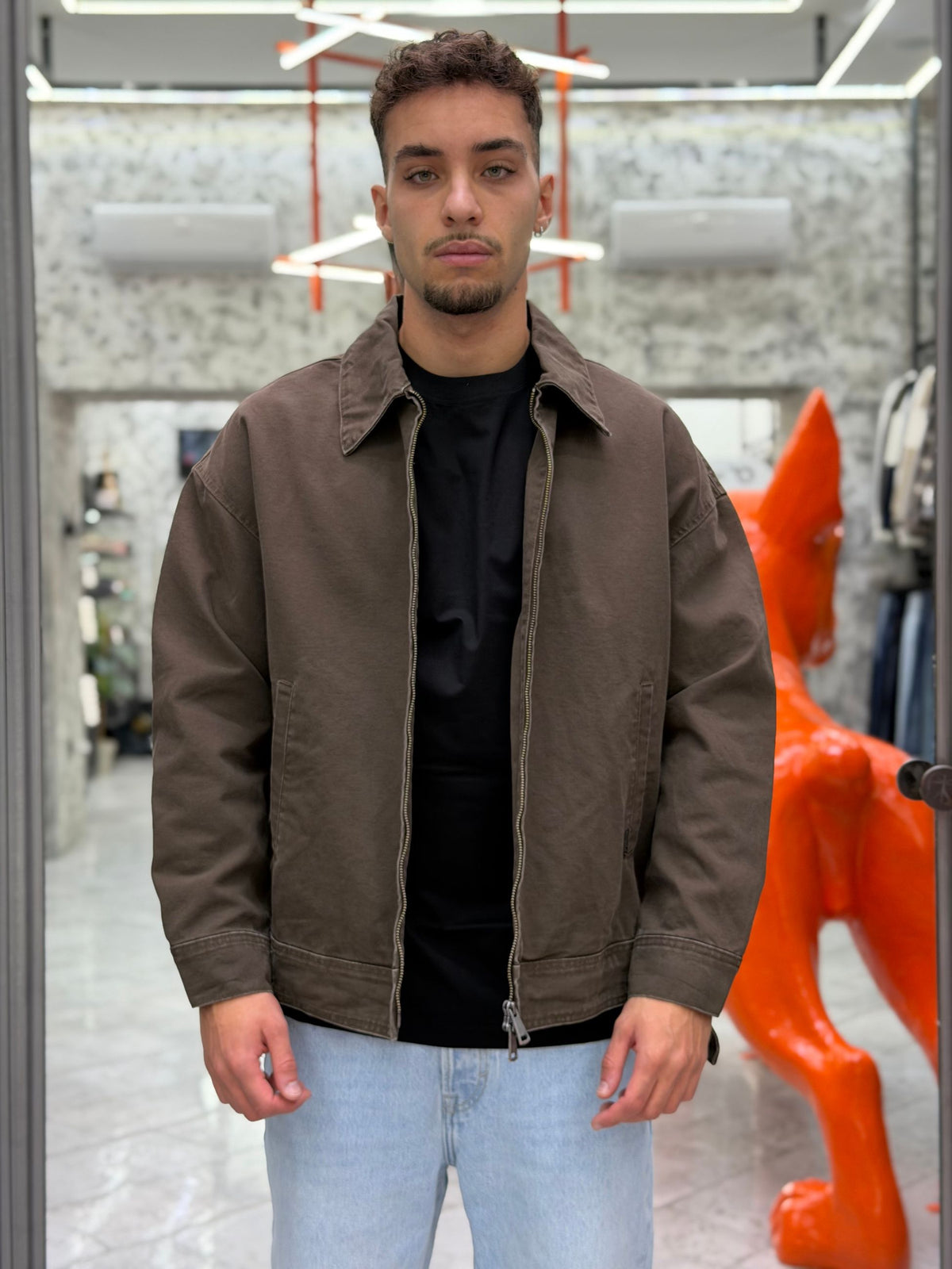 OVERJACKET IN DENIM COLLO CAMICIA CON TASCHE A FILO E CHIUSURA ZIP - RELAXED FIT GL2541YH-F26.COF