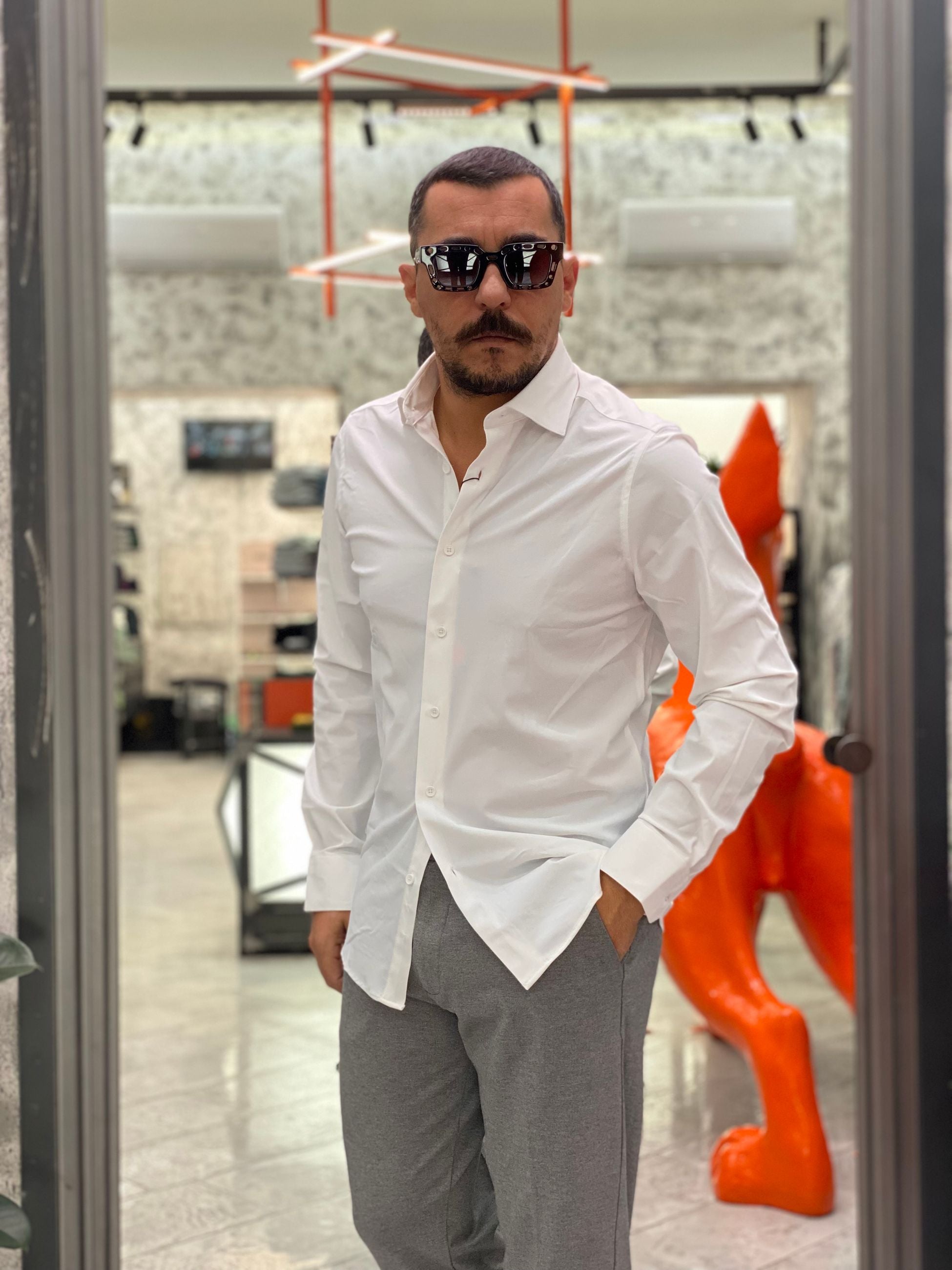 CAMICIA COLLO ALLA FRANCESE NO STIRO - SLIM FIT MK9930012.BIA