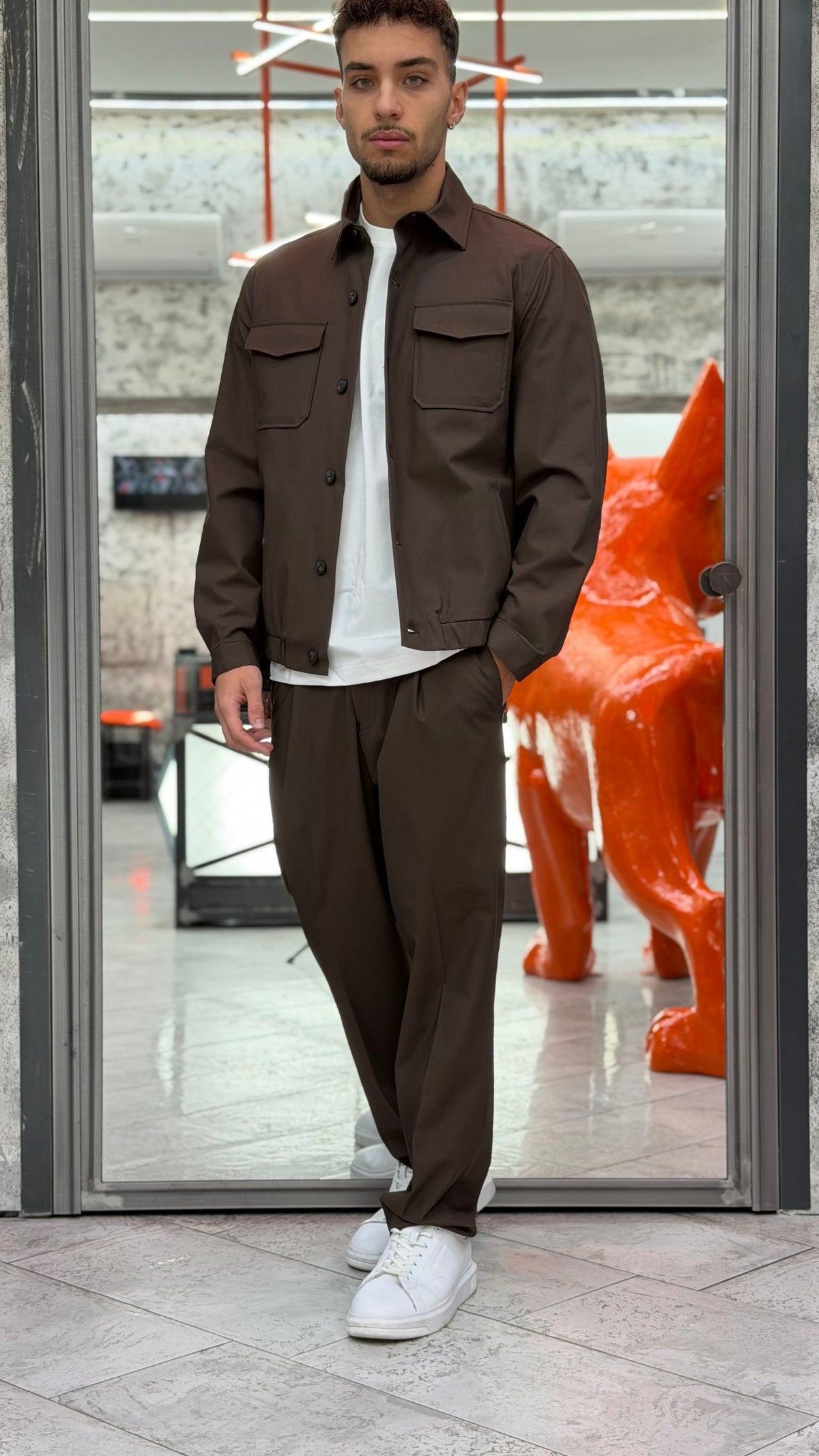 OVERJACKET IN TESSUTO ELEGANTE CON TASCHE A TOPPA E TRAPUNTA ALL'INTERNO - REGULAR FIT GBI1156SS.MOR