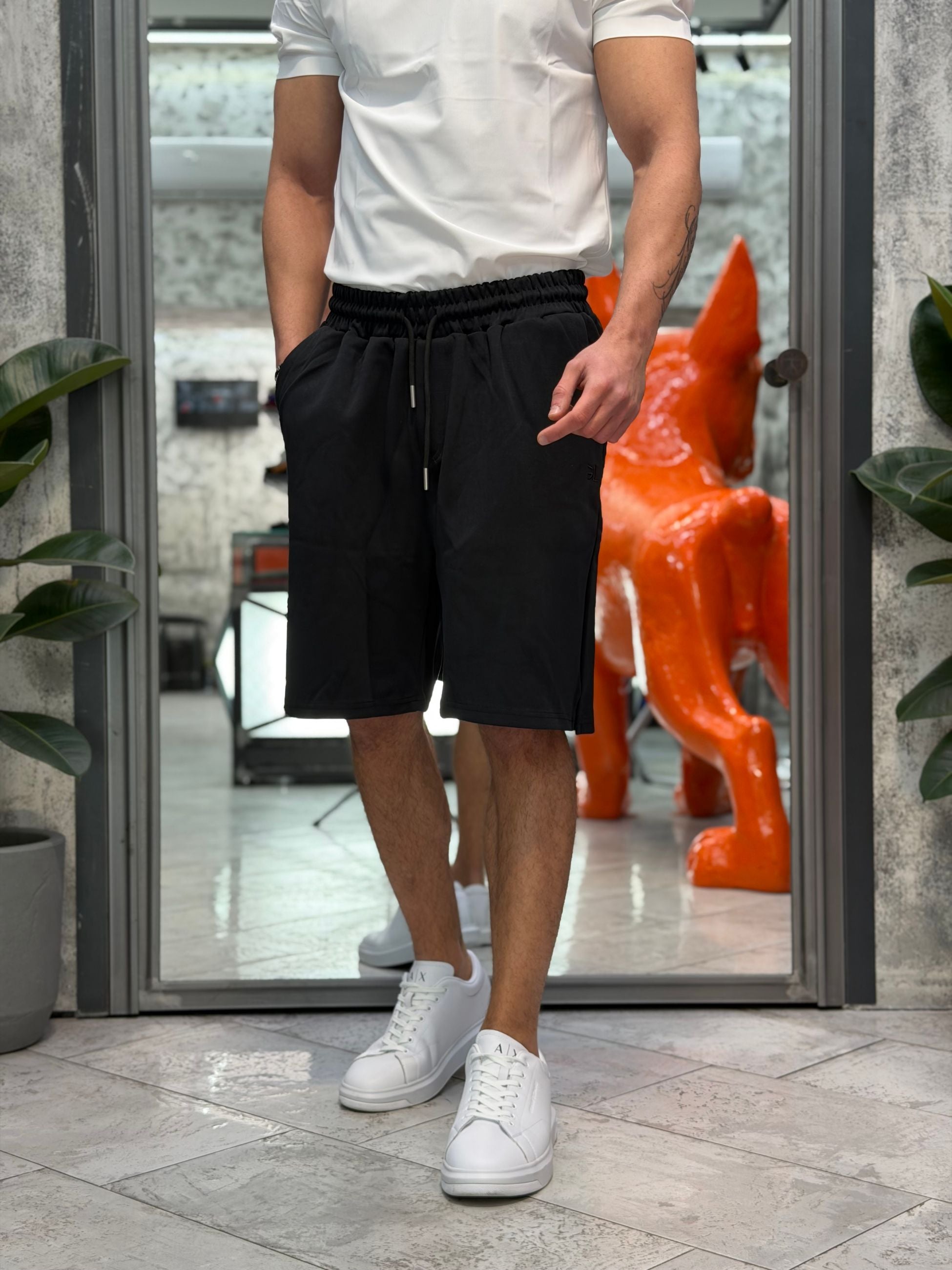 BERMUDA IN FELPA CON LACCIO IN VITA - REGULAR FIT GL2127F-S26.NER