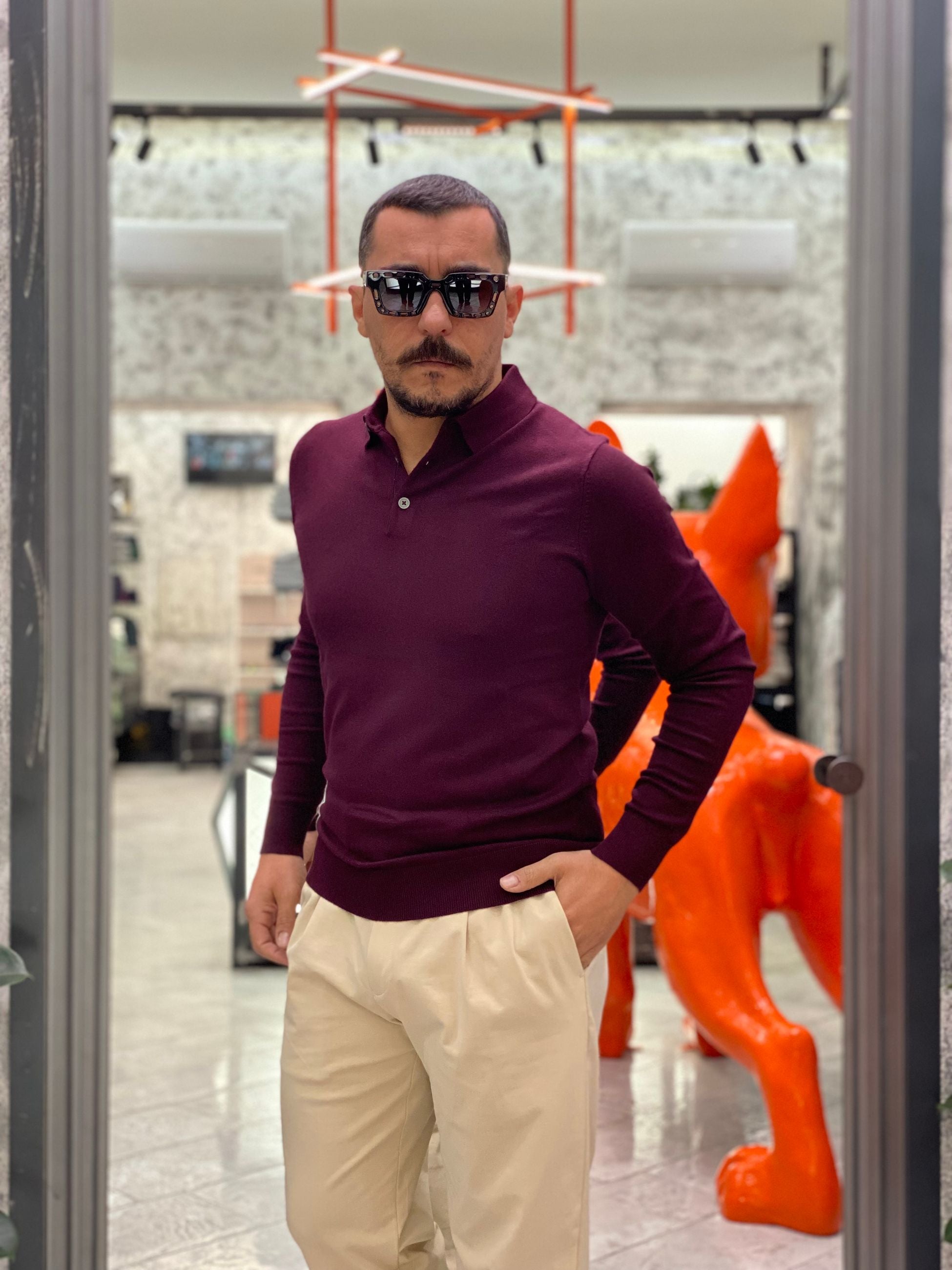 POLO MANICA LUNGA FINEZZA 12 IN MORBIDA VISCOSA - SLIM FIT MK9900004.BOR