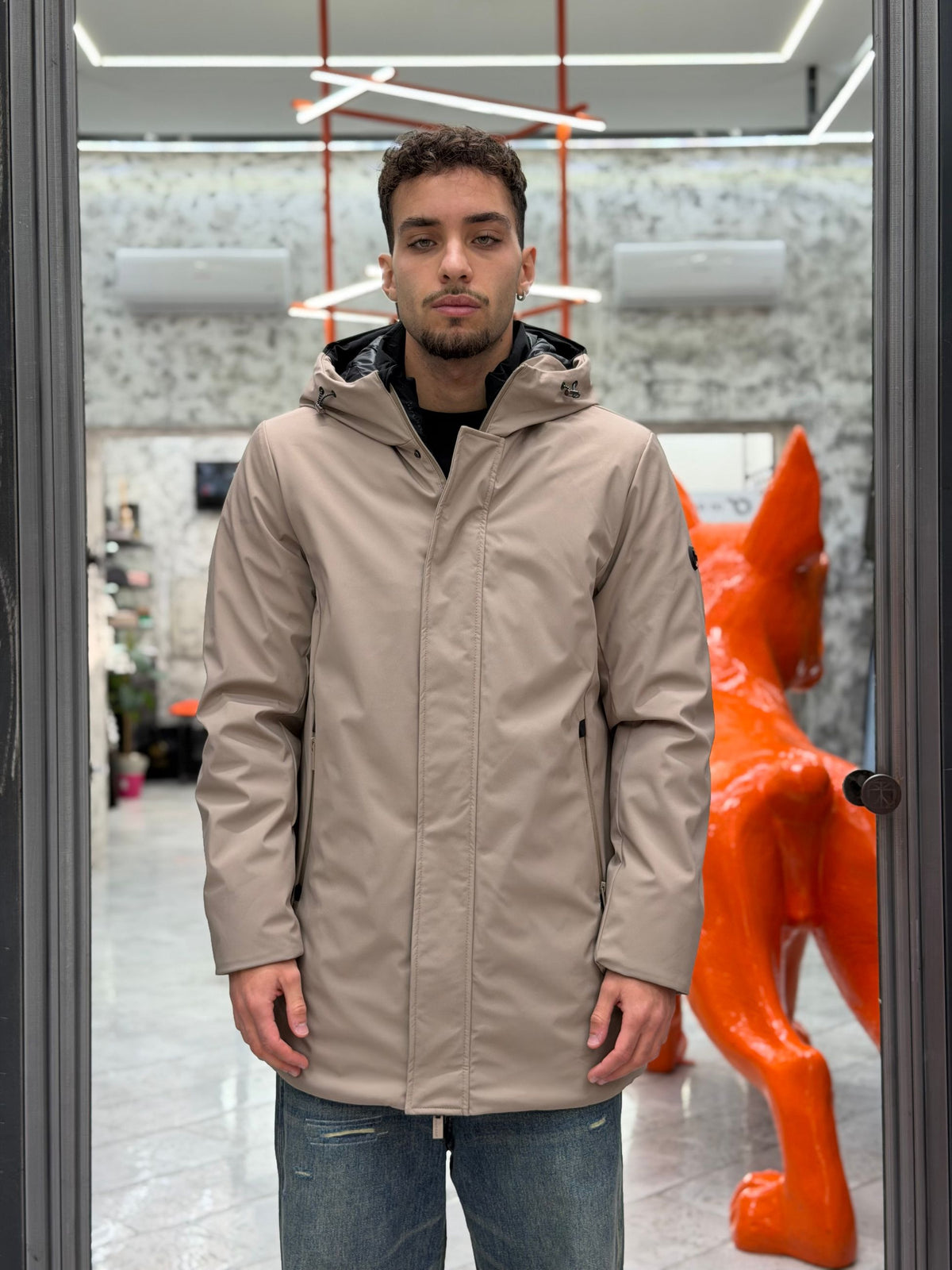 PARKA LUNGO CON CAPPUCCIO IN TESSUTO TECNICO WATERPROOF & WINDPROOF - REGULAR FIT MK24007-26.TOR
