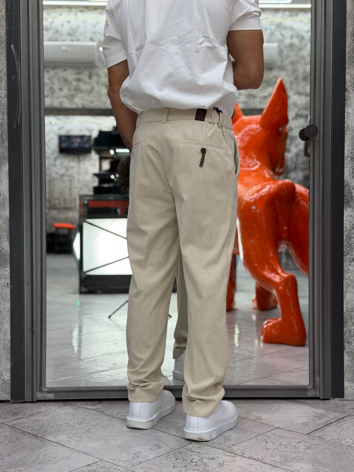PANTALONE DA COMPLETO IN VELLUTO CON ELASTICO IN VITA - REGULAR FIT PSI1579SS.PIE