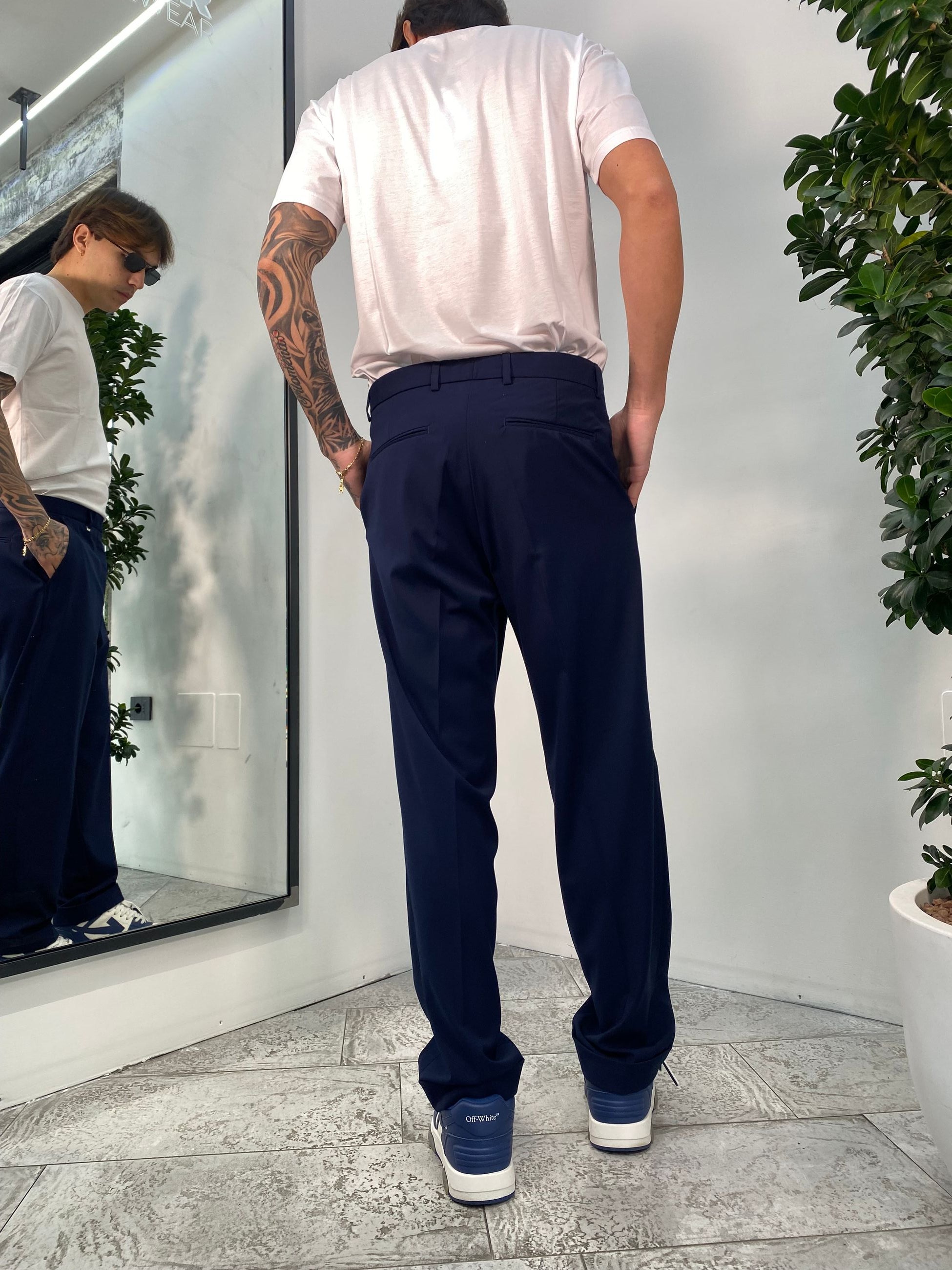 PANTALONE DA ABITO CON RISVOLTO E FONDO SEMI AMPIO - REGULAR FIT PA3260.BLU