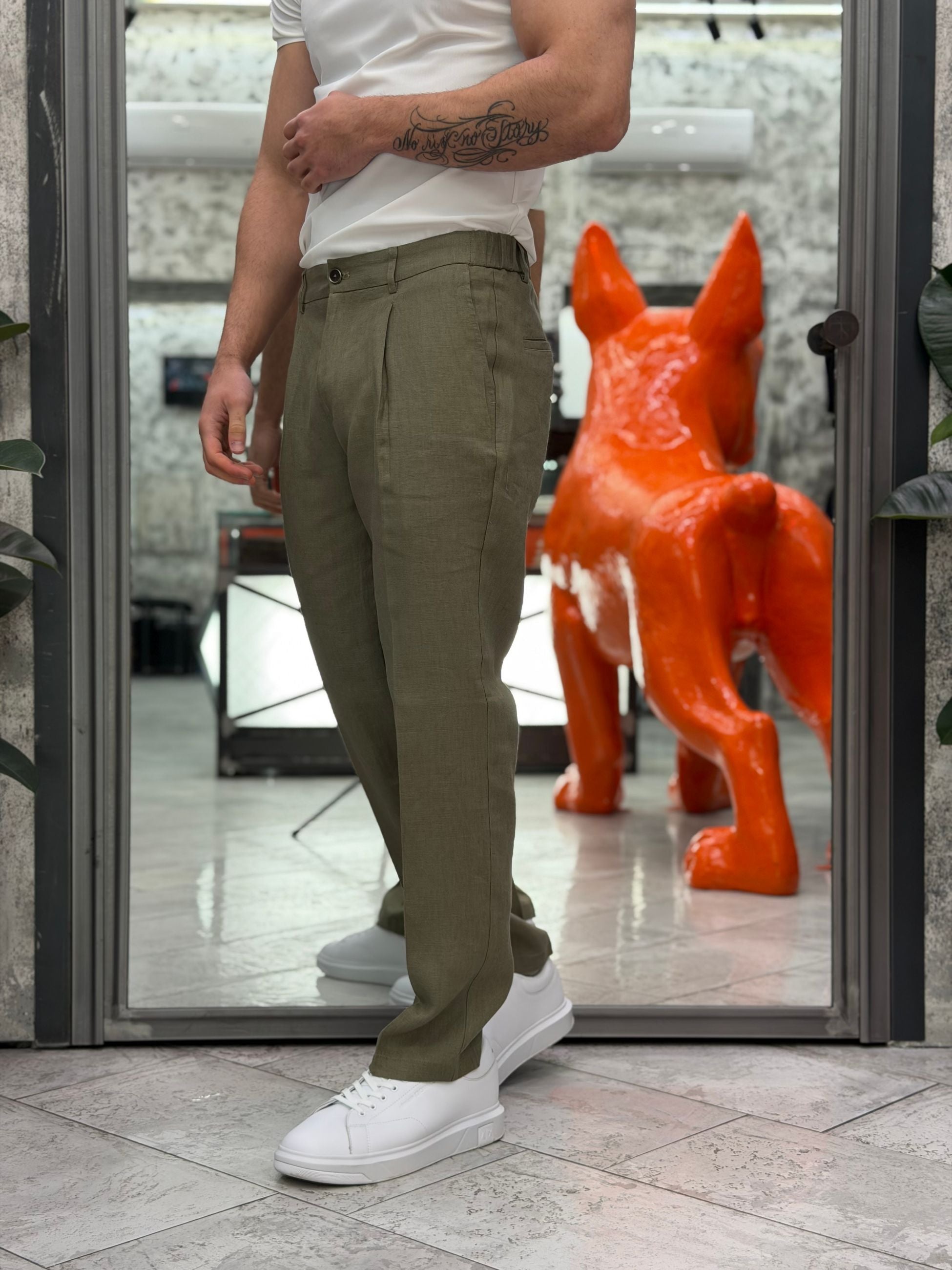 PANTALONE IN 100% LINO TASCA AMERICA CON COULISSE IN VITA - REGULAR FIT PSE1502SS.MIL
