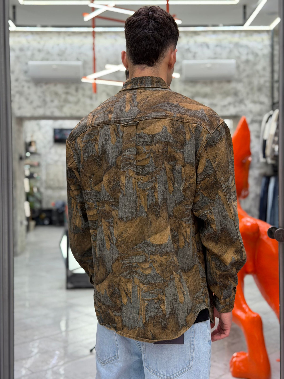 OVERSHIRT IN DENIM FANTASIA CON BOTTONI IN METALLO AUTOMATICI E TASCHE AL PETTO - RELAXED FIT GLW118G