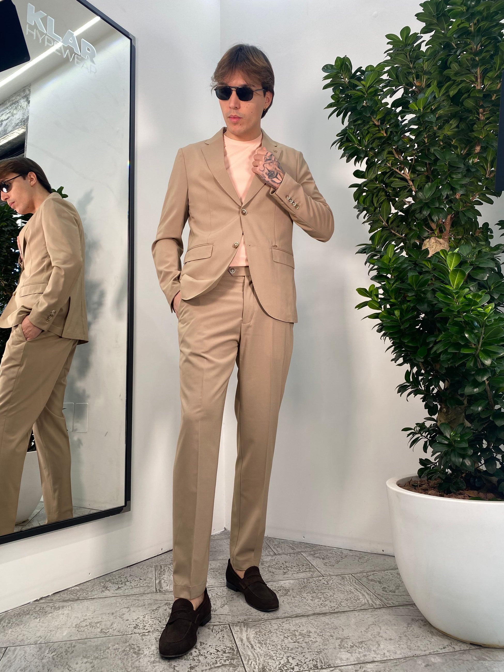 ABITO COMPLETO IN LEGGERISSIMA FIBRA DI BAMBU' CON GIACCA MONOPETTO E PANTALONE SARTORIALE - REGULAR FIT GL7031HAB.CAM