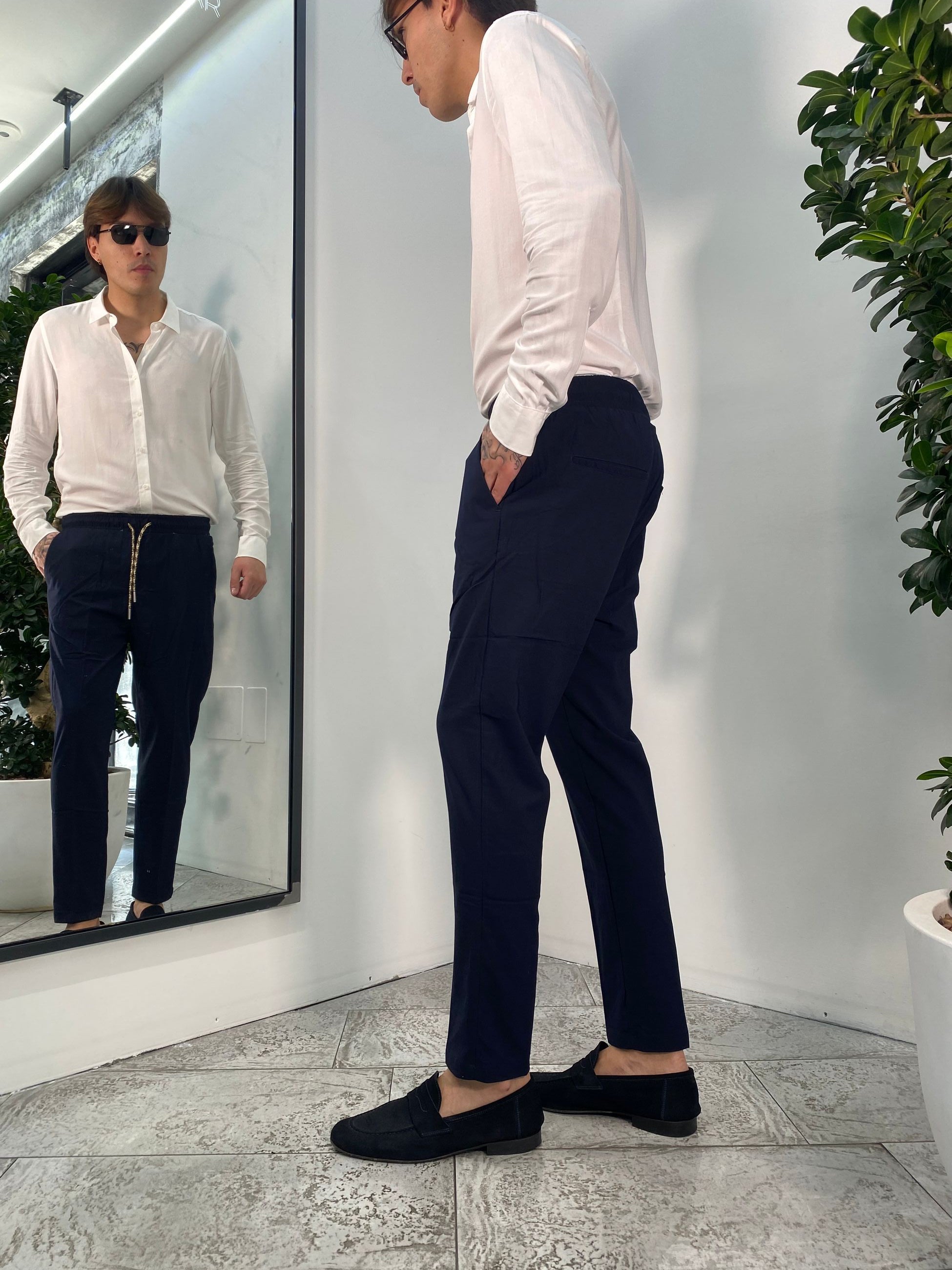 PANTALACCIO TASCA AMERICA IN MORBIDA E LEGGERA VISCOSA - REGULAR FIT GL003BD-S25.BLU