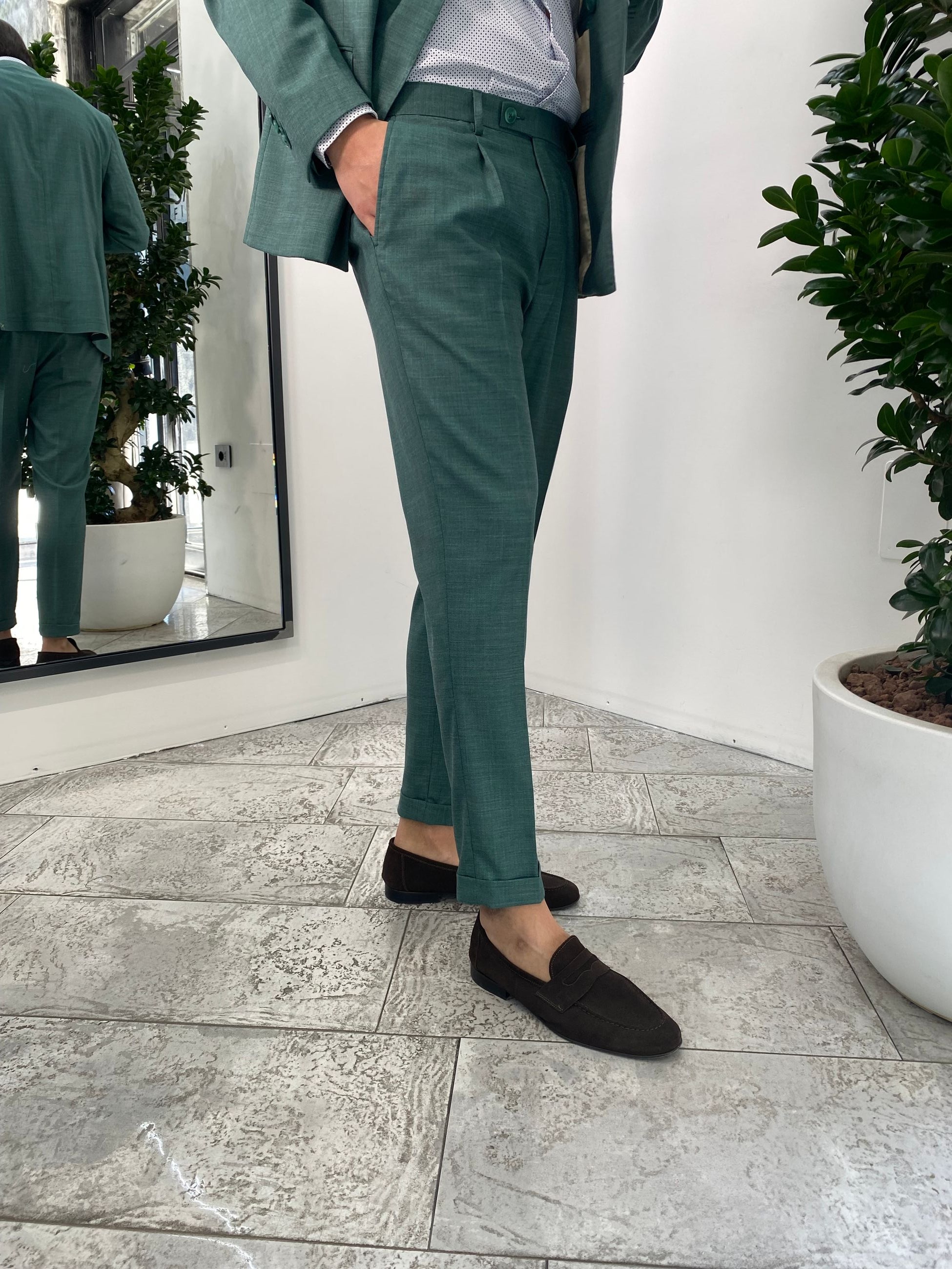 ABITO COMPLETO GIACCA DOPPIOPETTO E PANTALONE IN TESSUTO EFFETTO FIAMMATO - REGULR FIT ABE45SS.VER