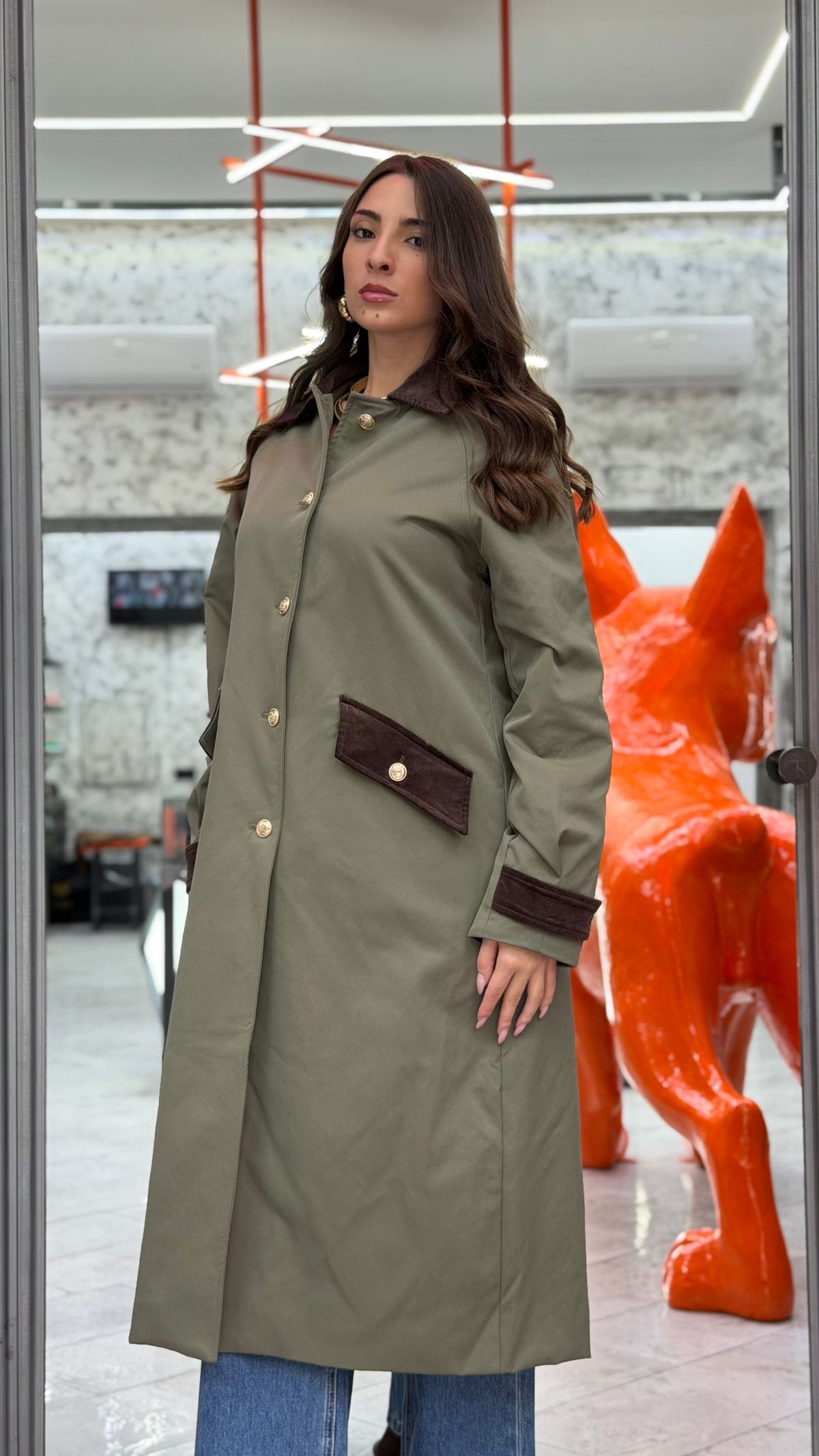 PARKA LUNGO MODELLO BARBOUR - REGULAR FIT GLD9013JW.MIL