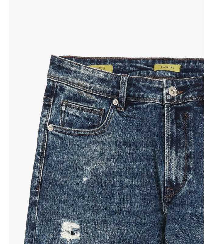 JEANS BRUCE IN TELA ELASTICIZZATA LAVAGGIO MEDIO CON STRAPPI - REGULAR/SLIM FIT GL6385Q