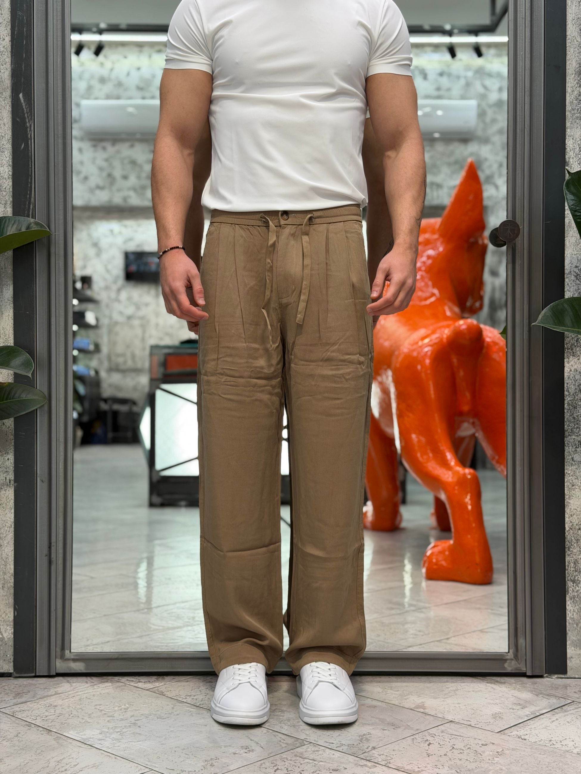PANTALACCIO DA COMPLETO IN MORBIDO TESSUTO LYOCELL CON TASCA AMERICA - OVER FIT GLW084G.CAM