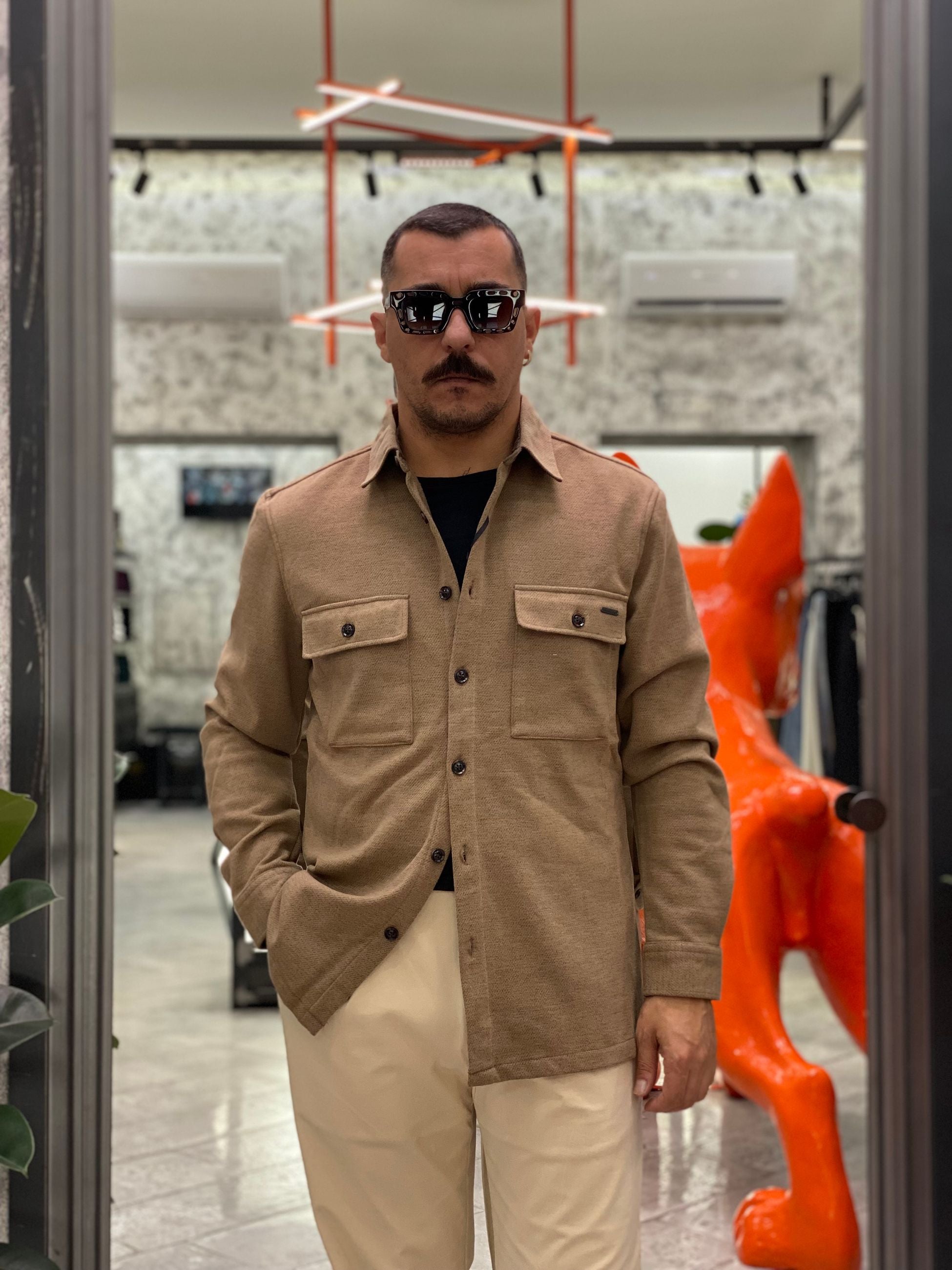 OVERSHIRT TINTA UNITA IN MISTO LANA A COSTE DIAGONALI CON TASCHINI - RELAXED FIT GL7819S.CAM