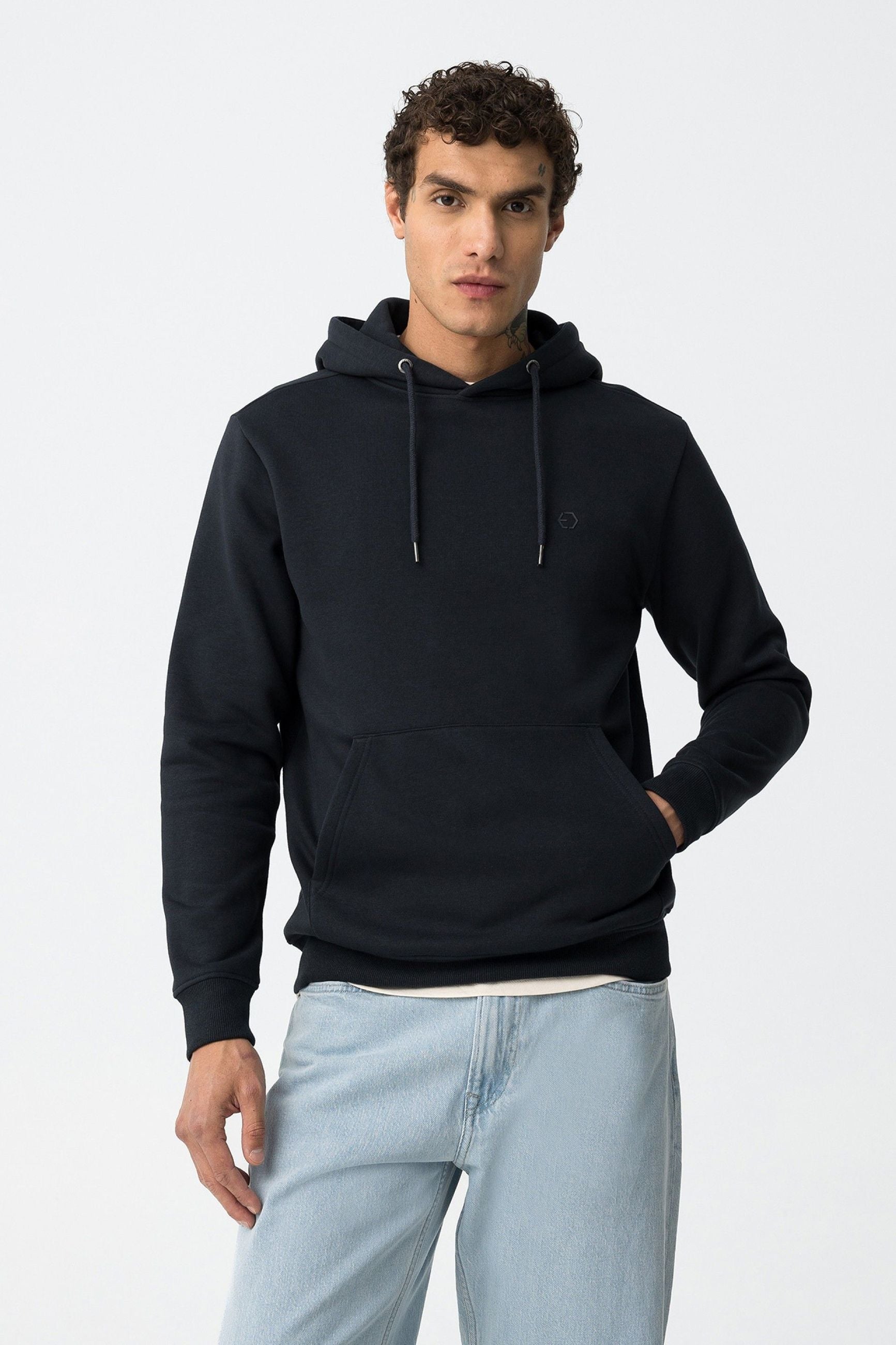 FELPA JAMESON BASIC CON CAPPUCCIO E LATO CUORE - REGULAR FIT 10061519.BLU