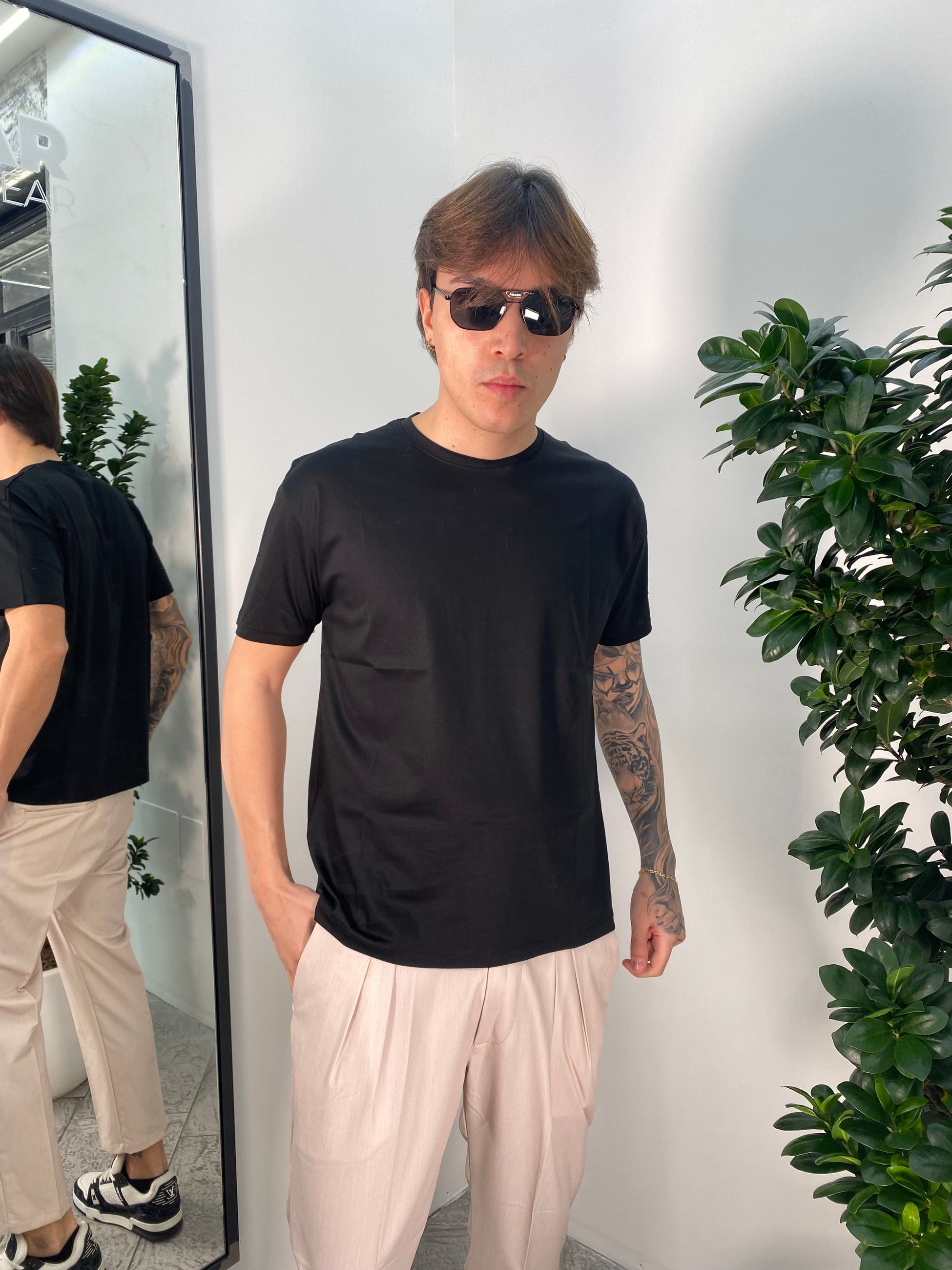 T-SHIRT BASIC IN LEGGERISSIMO E PREGIATO FILO DI SCOZIA - REGULAR FIT FD299 - MA312.NER