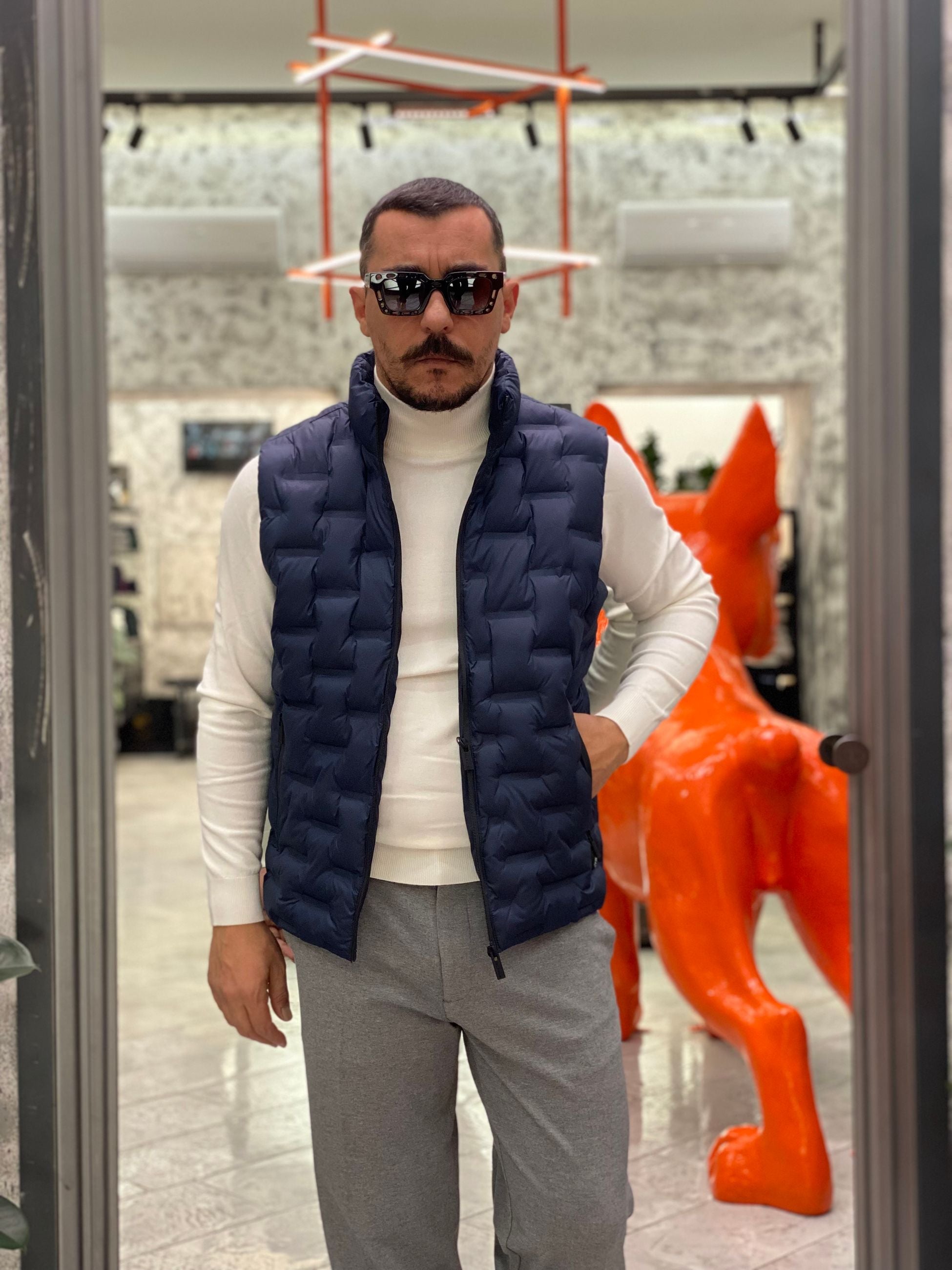 GIUBBINO SMANICATO LUPETTO TRAPUNTATO IN TESSUTO SOFTSHELL STRETCH - REGULAR FIT MK9940026.BLU