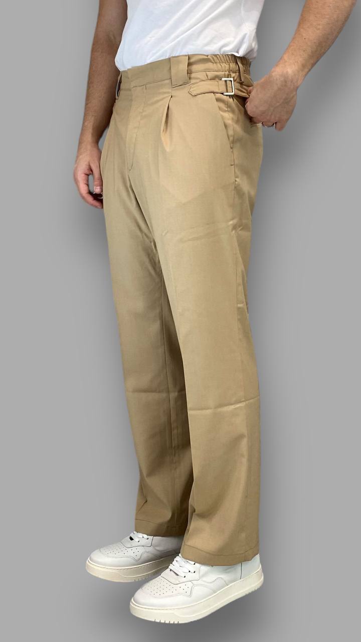 PANTALONE FONDO AMPIO CON COULISSE SUI FIANCHI CINTURINI REGOLABILI - REGULAR FIT
