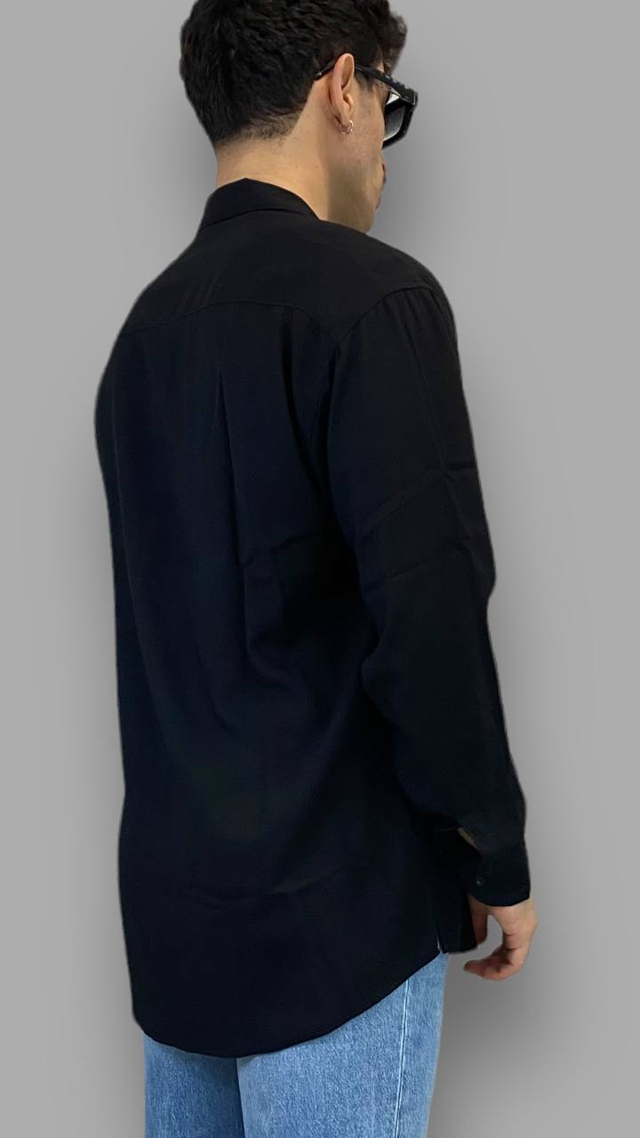 CAMICIA MODELLO CASACCA IN LINO CON TASCONI - RELAXED FIT
