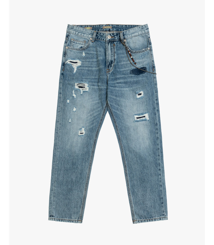 JEANS GRANT IN TELA FERMA CON MACRO ABRASIONI A TOPPA - CARROT FIT GL6339Q