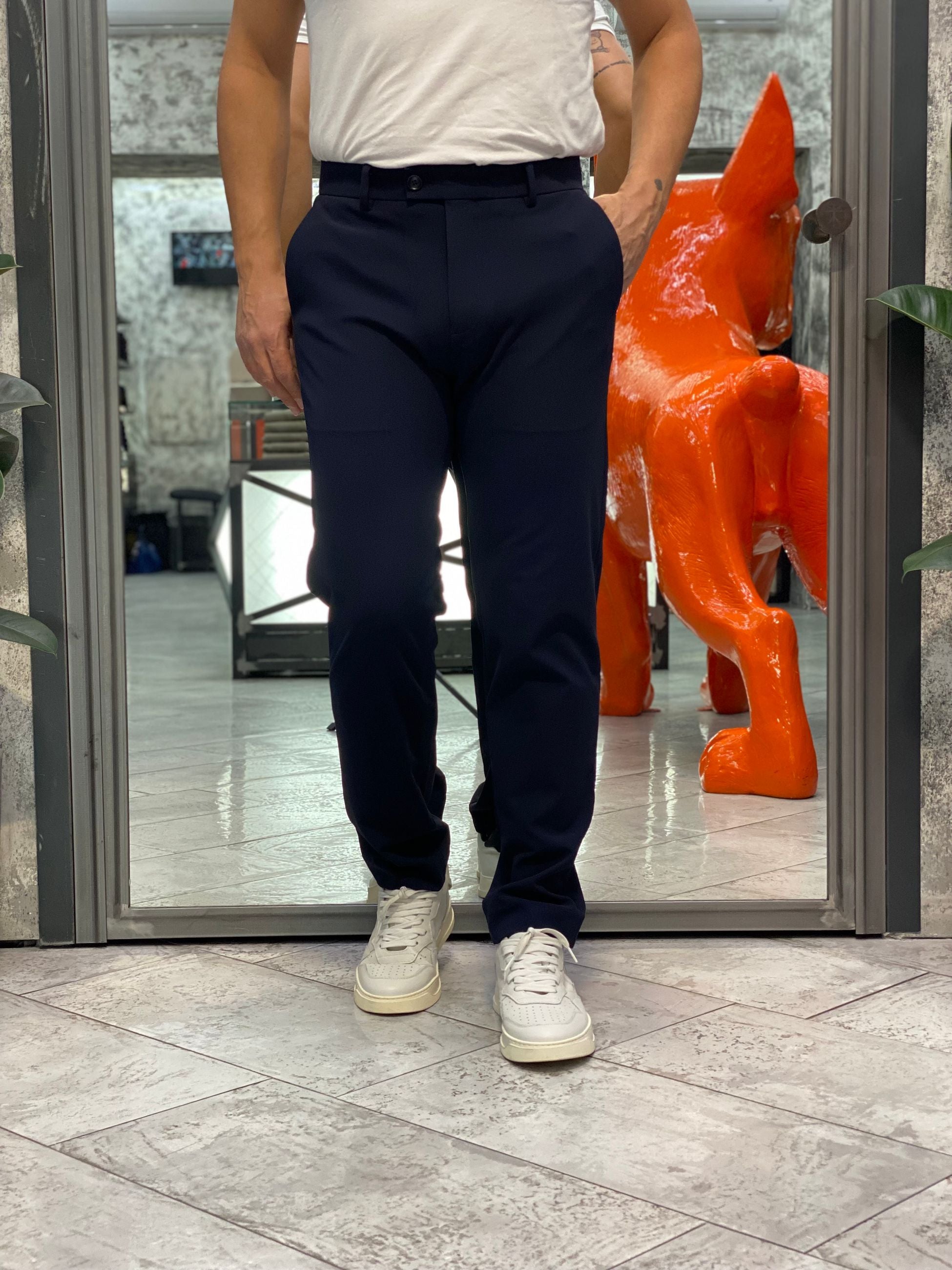 PANTALONE ELEGANTE DA COMPLETO IN TESSUTO TECNICO ELASTICIZZATO SUPER COMFORT - REGULAR FIT PSI1462SS.BLU