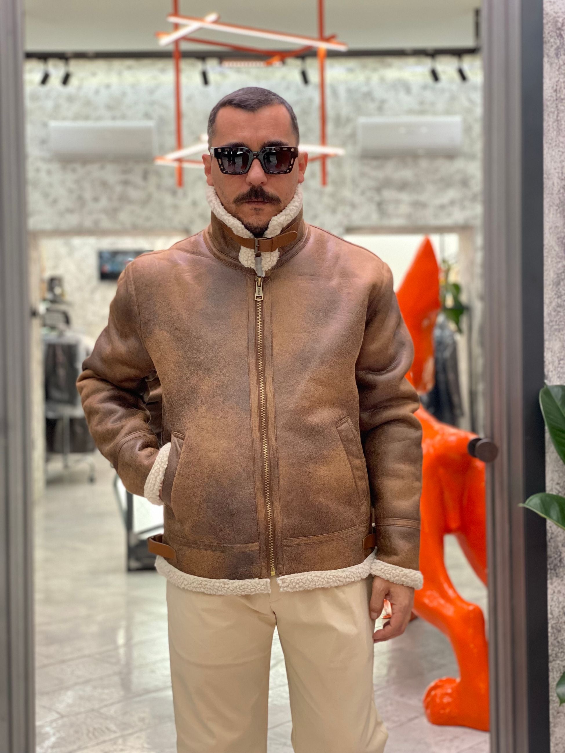 ECOMONTONE MODELLO AVIATOR CON COLLETTO, ORLO ED INTERNO IN PELLICCIA SINTETICA - REGULAR FIT M25228630
