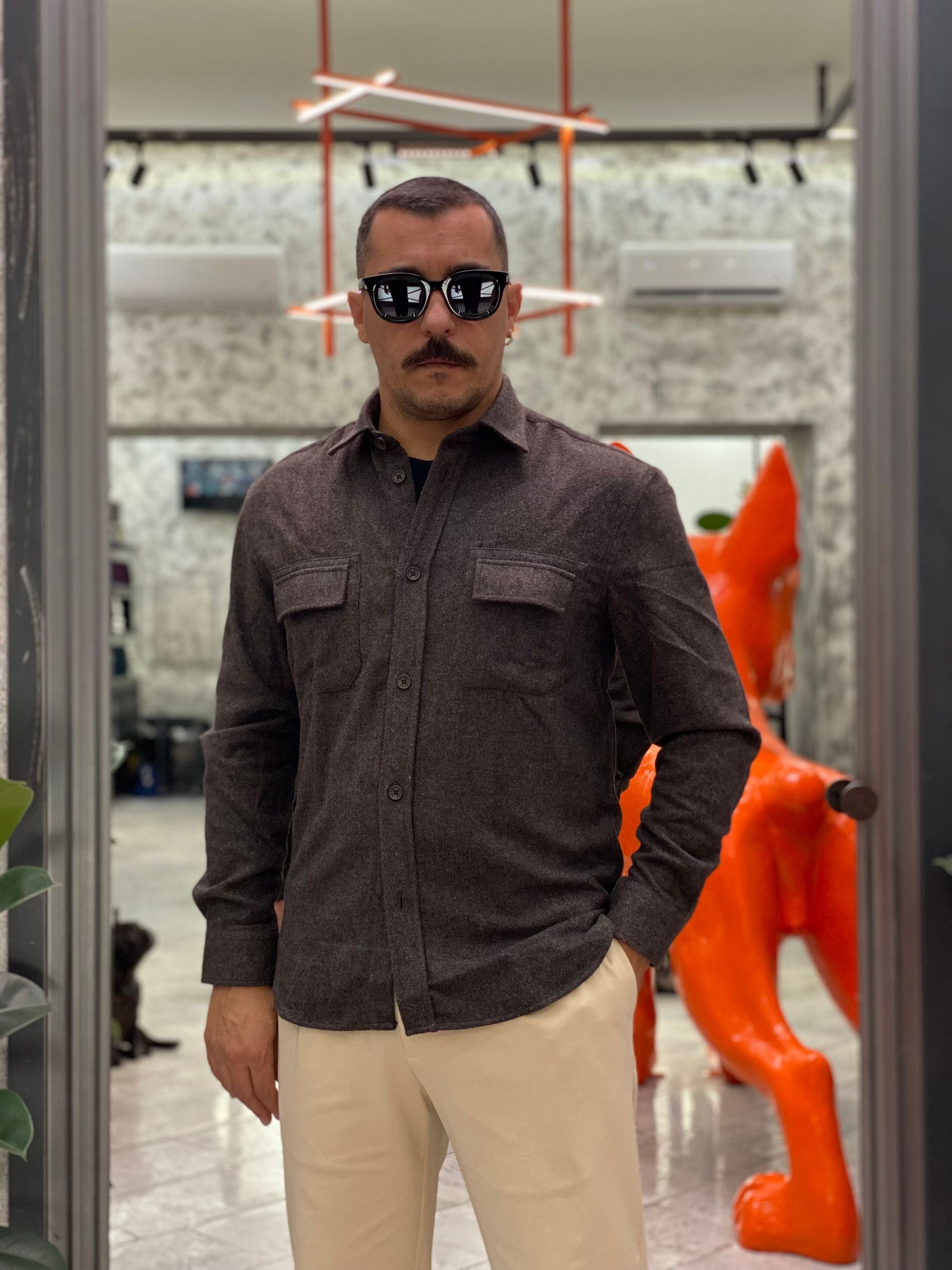 OVERSHIRT IN FLANELLA CON TASCONI - REGULAR FIT CI1064SS.MOR