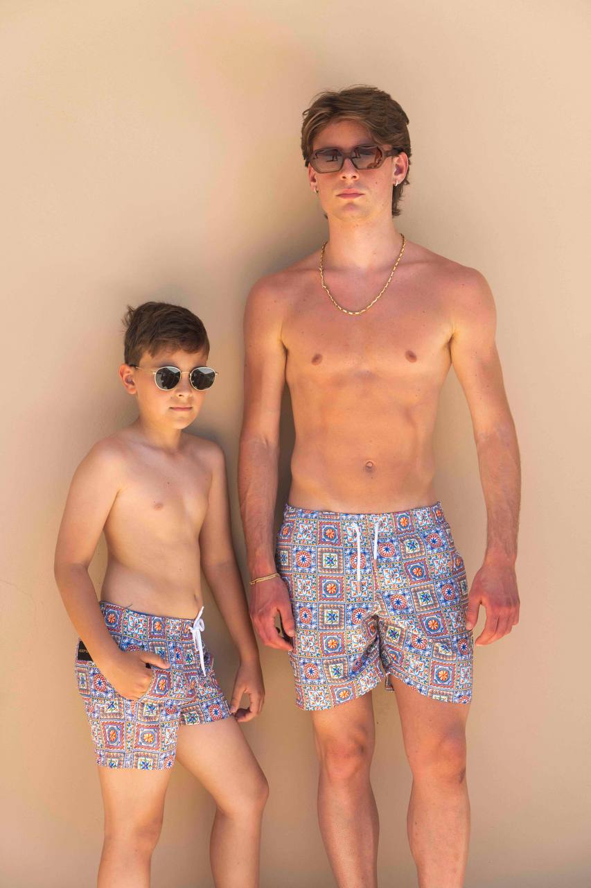 COSTUME MODELLO BOXER FANTASIA MAIOLICA CAPRESE EFFETTO PATCH - REGULAR FIT