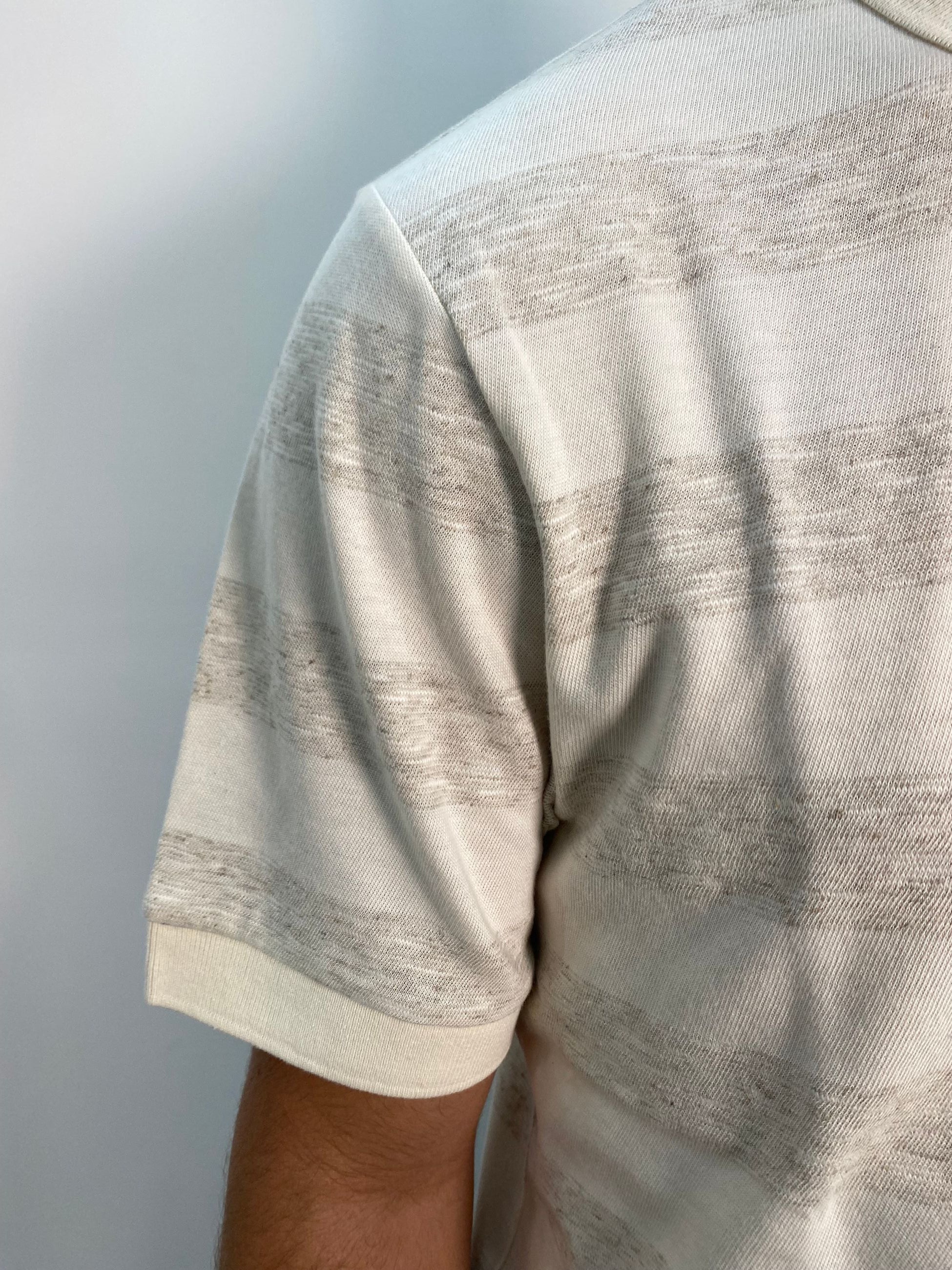 POLO IN MISTO COTONE/LINO A RIGHE LARGHE ORIZZONTALI - REGULAR FIT PE2927SS.BIGE