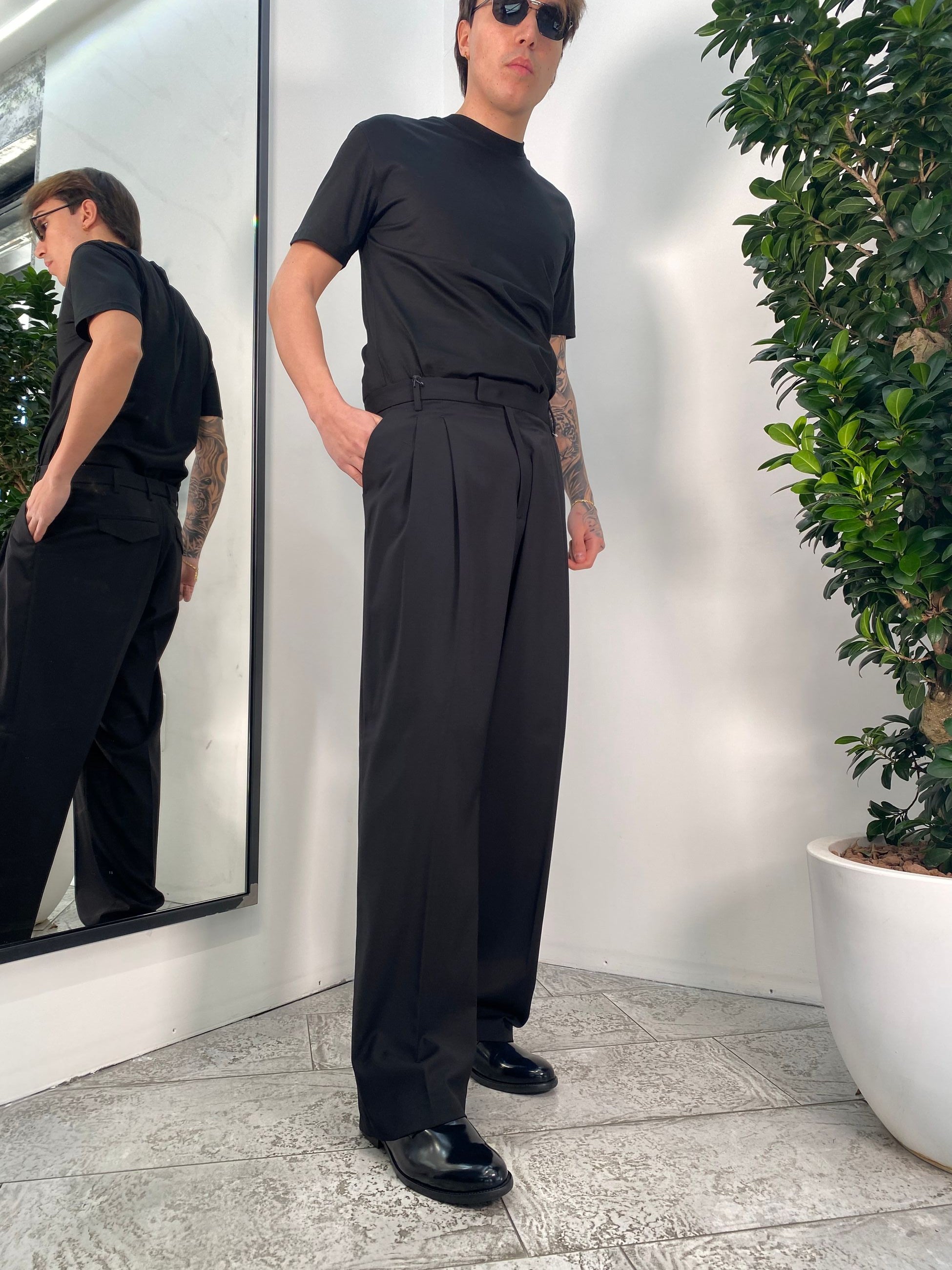 PANTALONE DA COORDINATO FONDO AMPIO CON DOPPIA PINCE - RELAXED FIT PA3261.NER