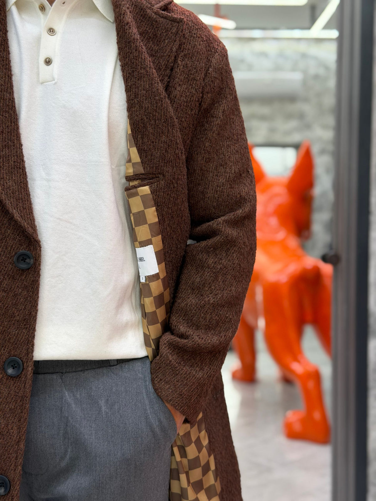 CAPPOTTO MONOPETTO 3 BOTTONI CON REVERS A LANCIA - OVERSIZE FIT GLW3020TR.MOR
