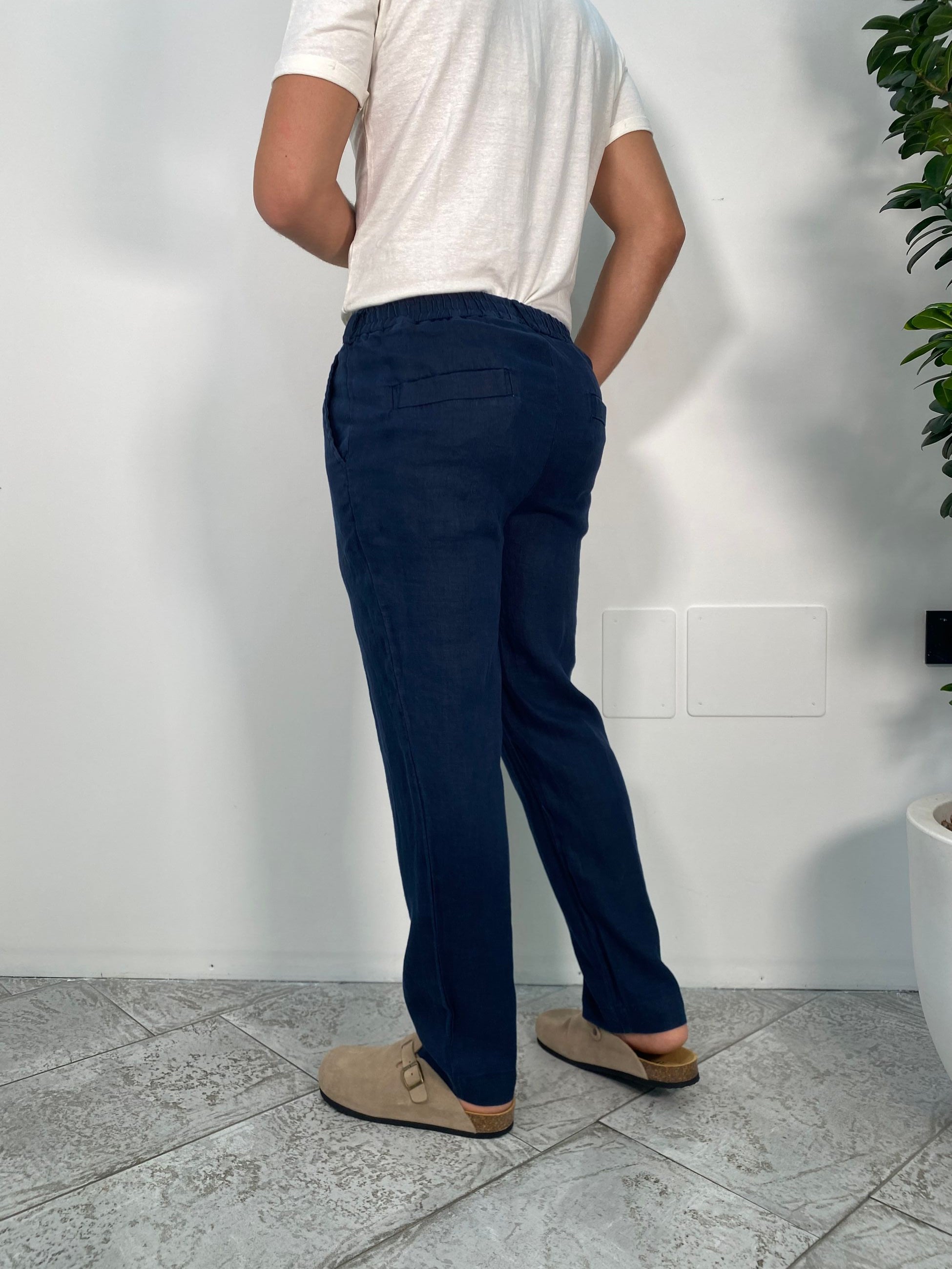 PANTALACCIO IN MISTO LINO/COTONE CON COULISSE - REGULAR FIT PSE1412SS.BLU