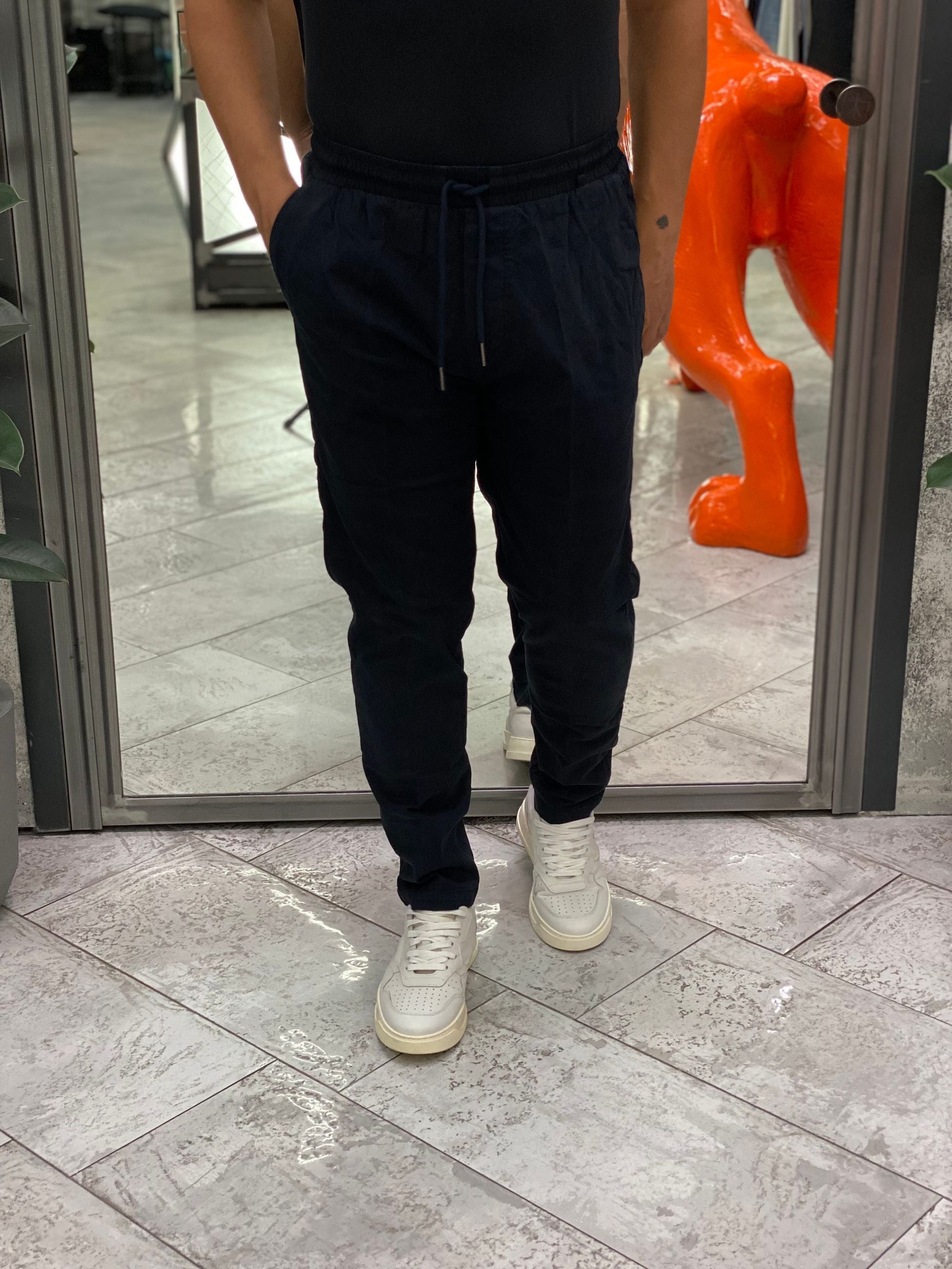 PANTALACCIO LEONARD IN CALDO COTONE ELASTICIZZATO CON COULISSE IN VITA - REGULAR FIT GL5109BD-F25.BLU