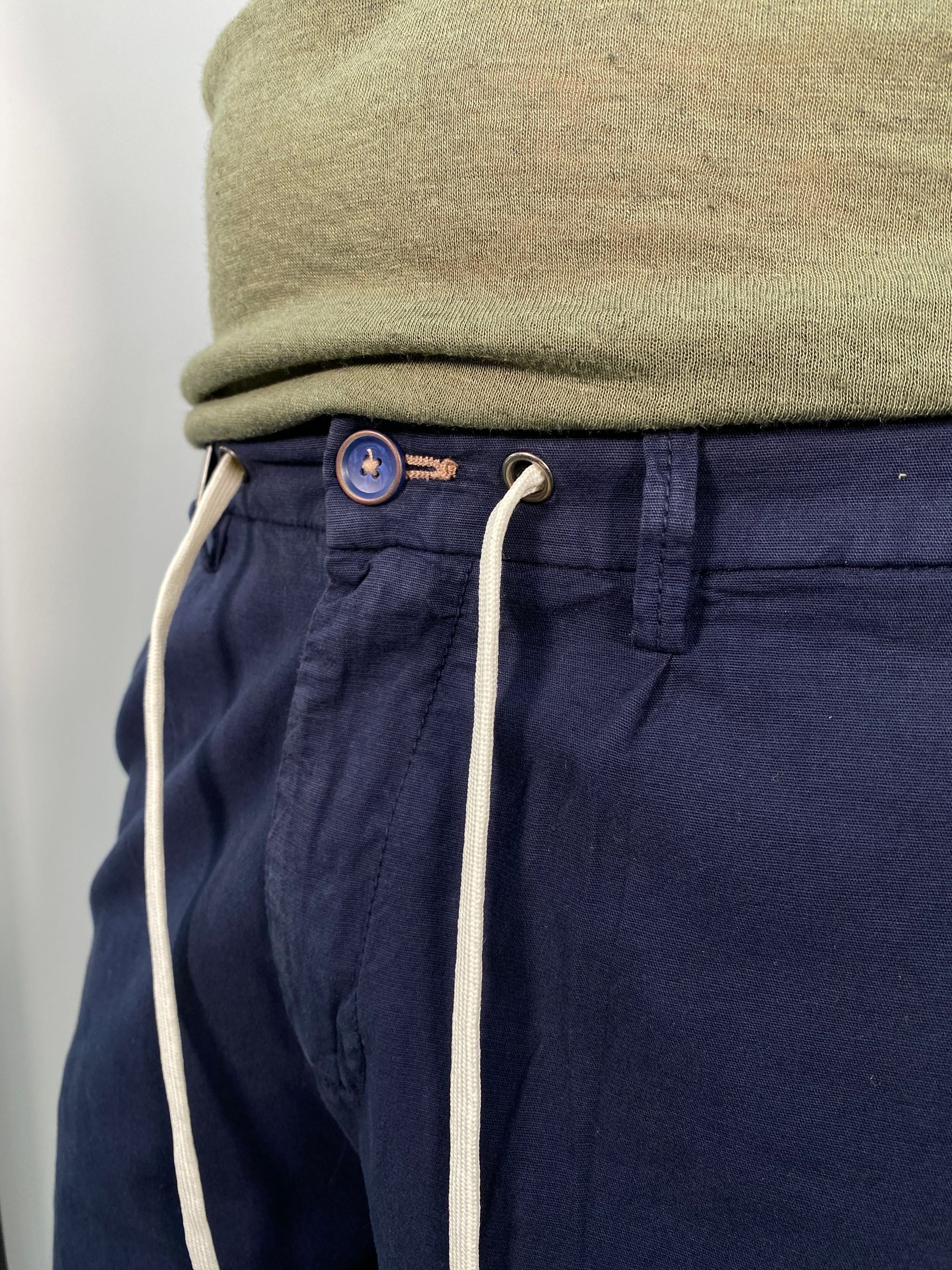 BERMUDA TASCA AMERICA IN MISTO LINO CON LACCIO - REGULAR FIT PB1358SS.BLU
