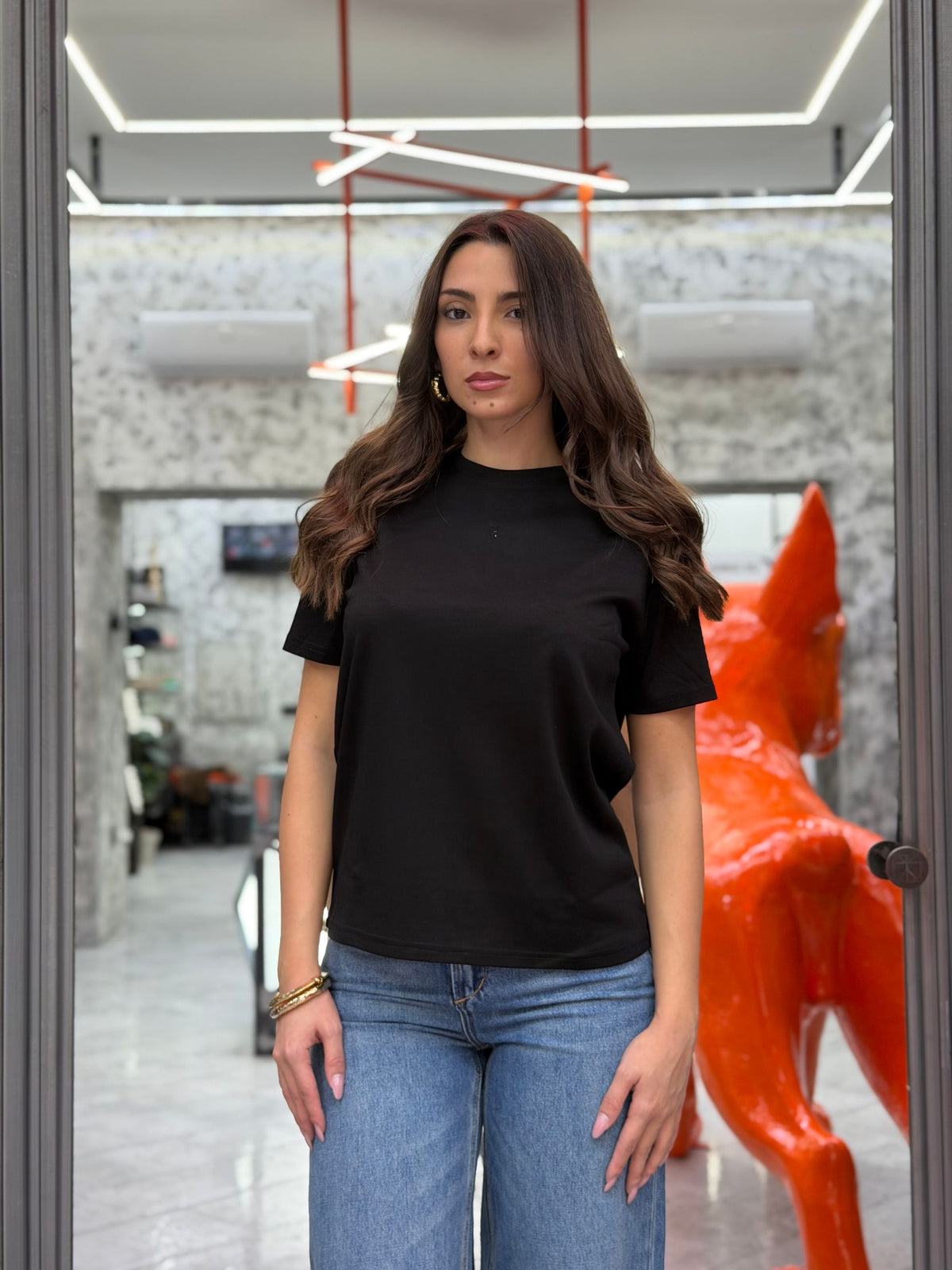 T-SHIRT BASIC IN COTONE ELASTICIZZATO GLD209RX.NER