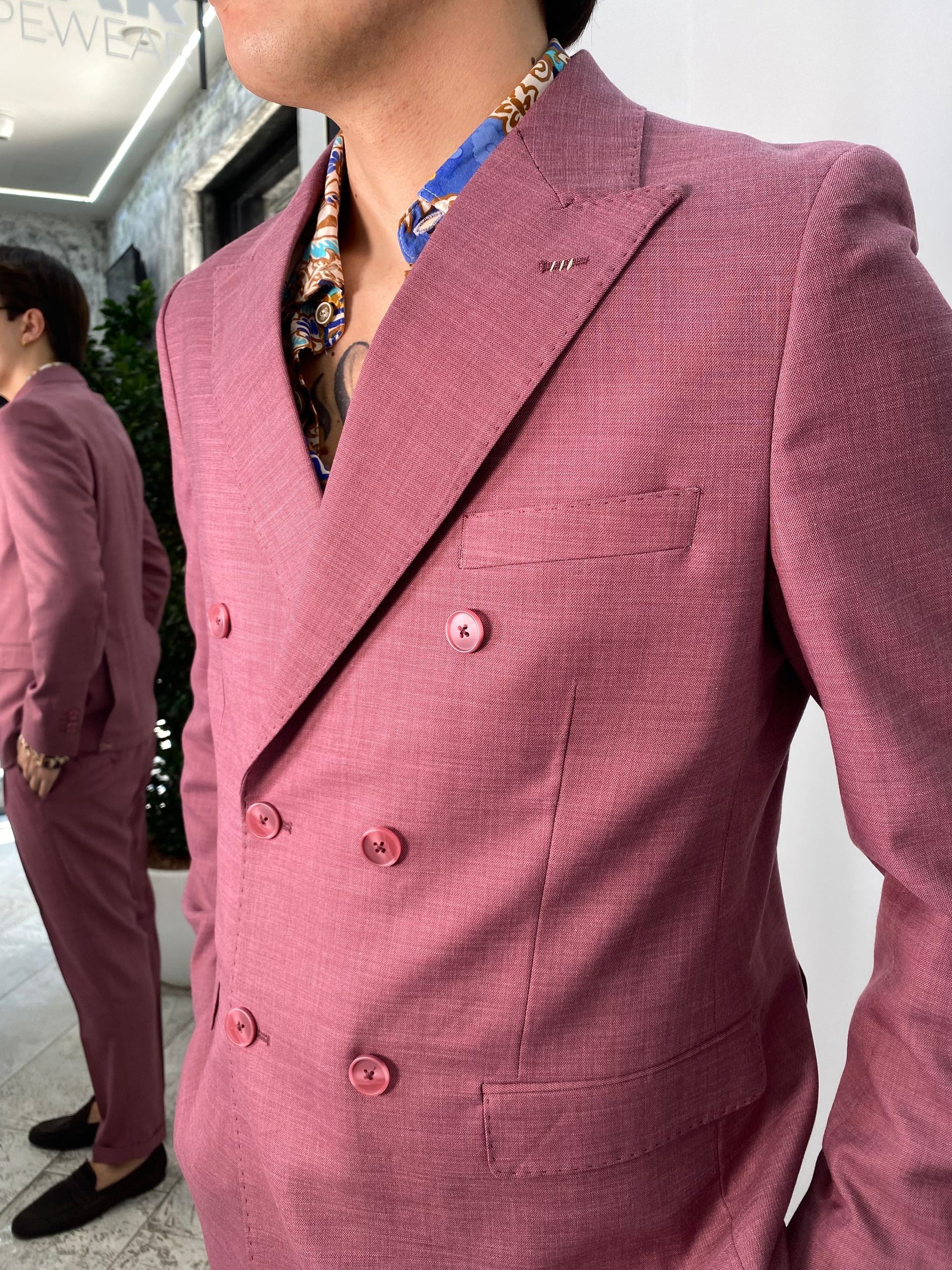ABITO COMPLETO GIACCA DOPPIOPETTO E PANTALONE IN TESSUTO EFFETTO FIAMMATO - REGULR FIT ABE45SS.MARS