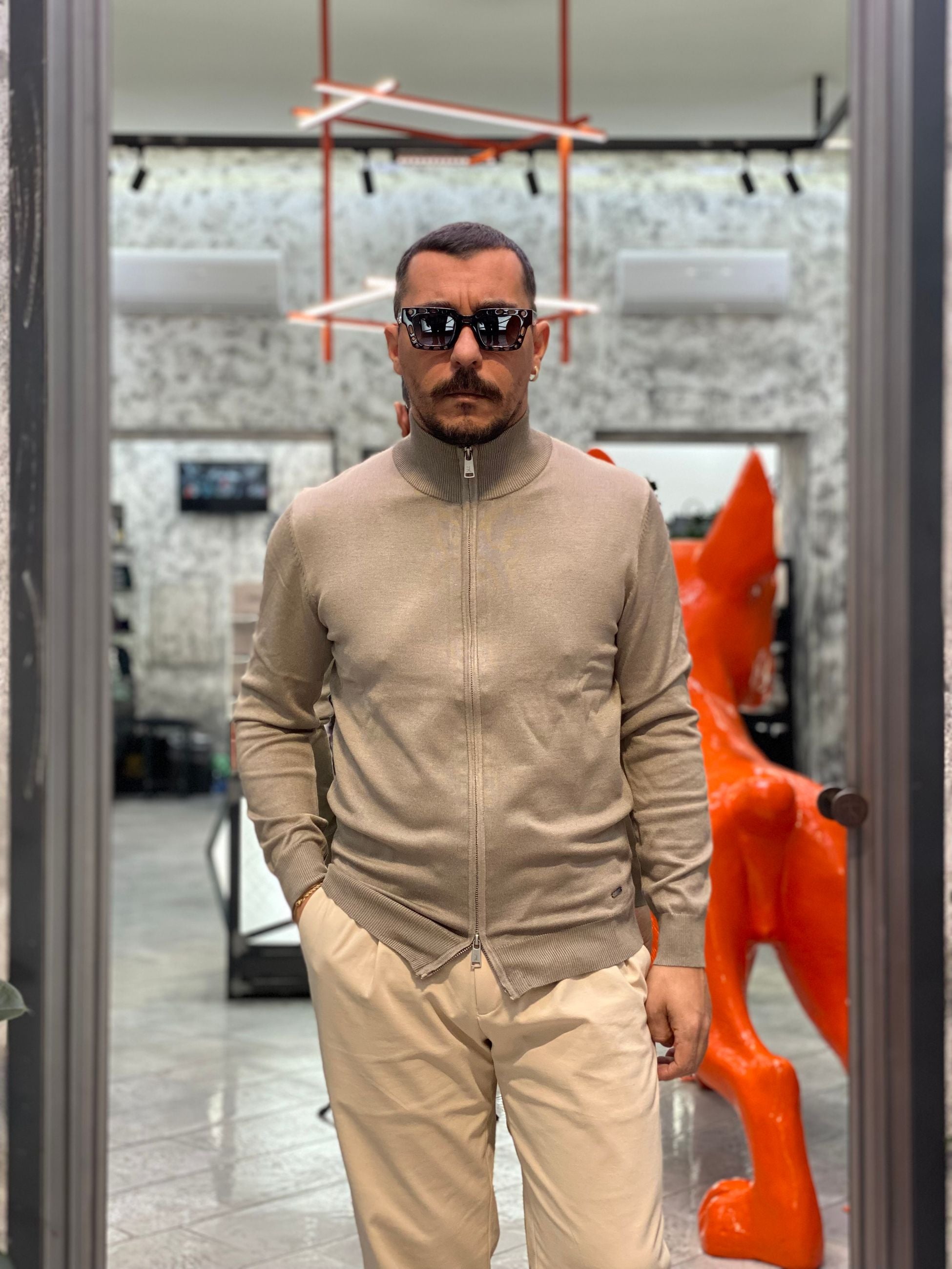 MAGLIA ZIP APERTA IN MORBIDA VISCOSA - REGULAR FIT GL35138GZ-F25.CAM