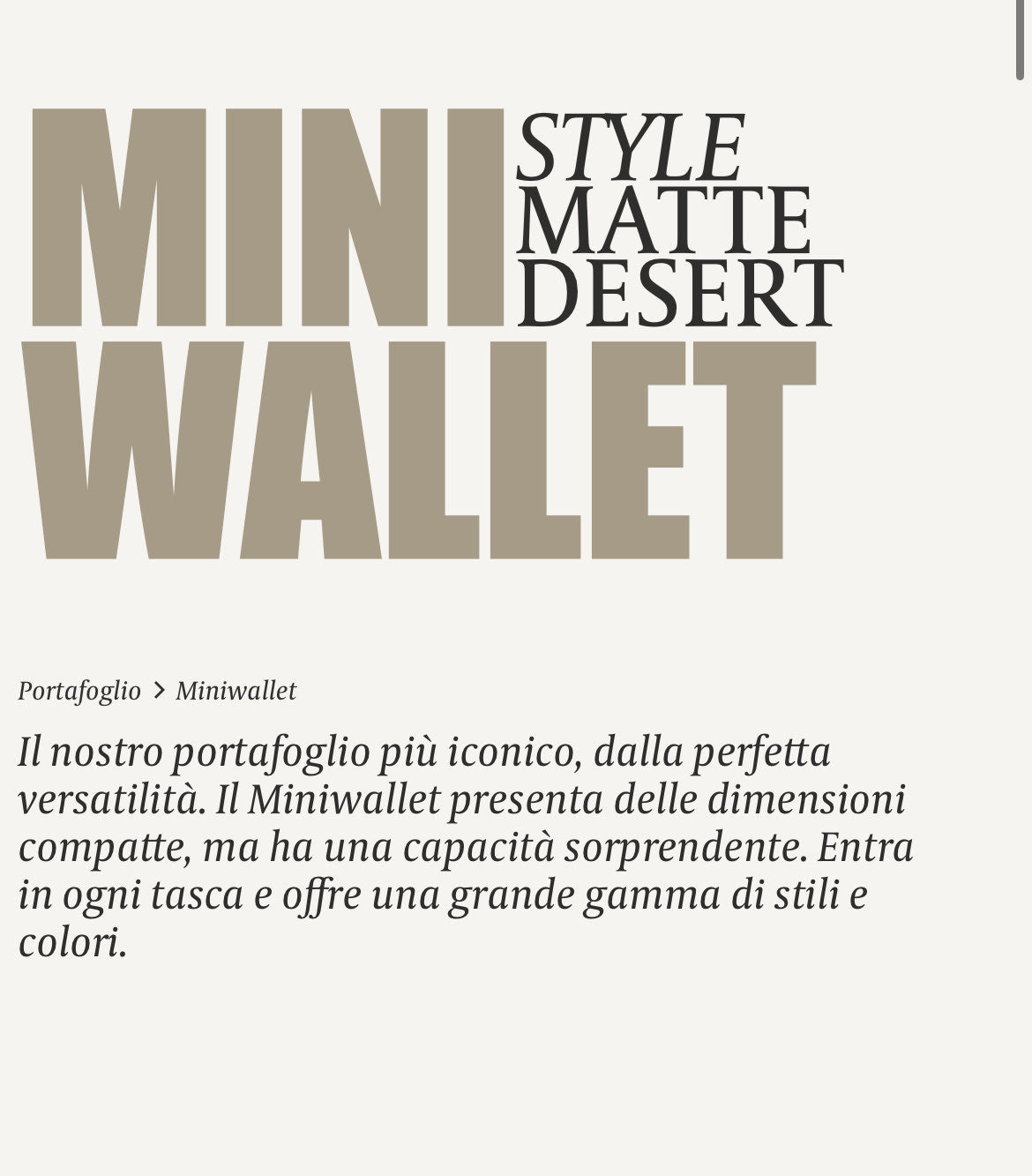 MINIWALLET PORTA CARTE E BANCONOTE IN MORBIDA PELLE OPACA MM-DESERT