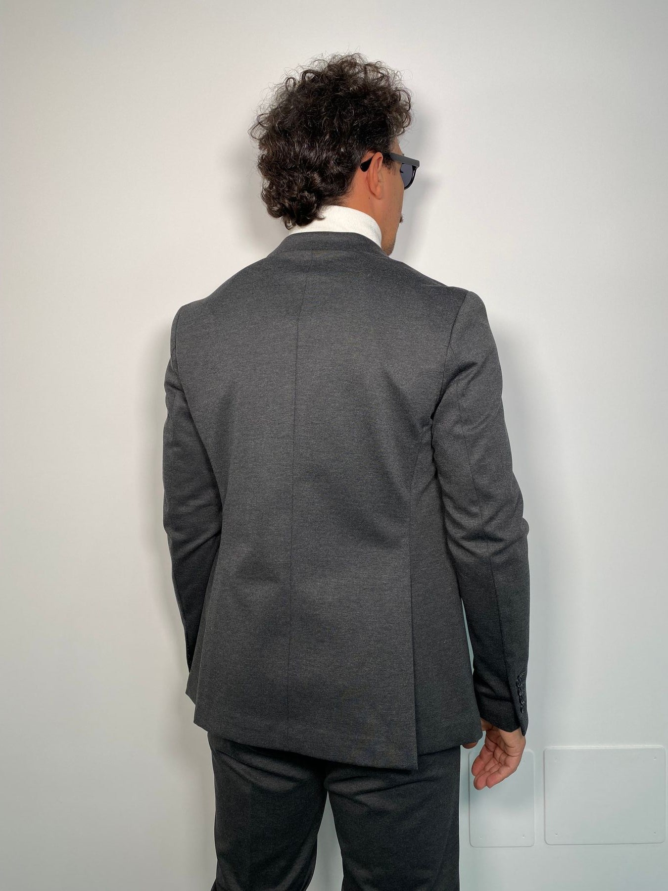 GIACCA DA COMPLETO MONOPETTO IN TESSUTO PUNTO MILANO ELASTICIZZATO - REGULAR FIT