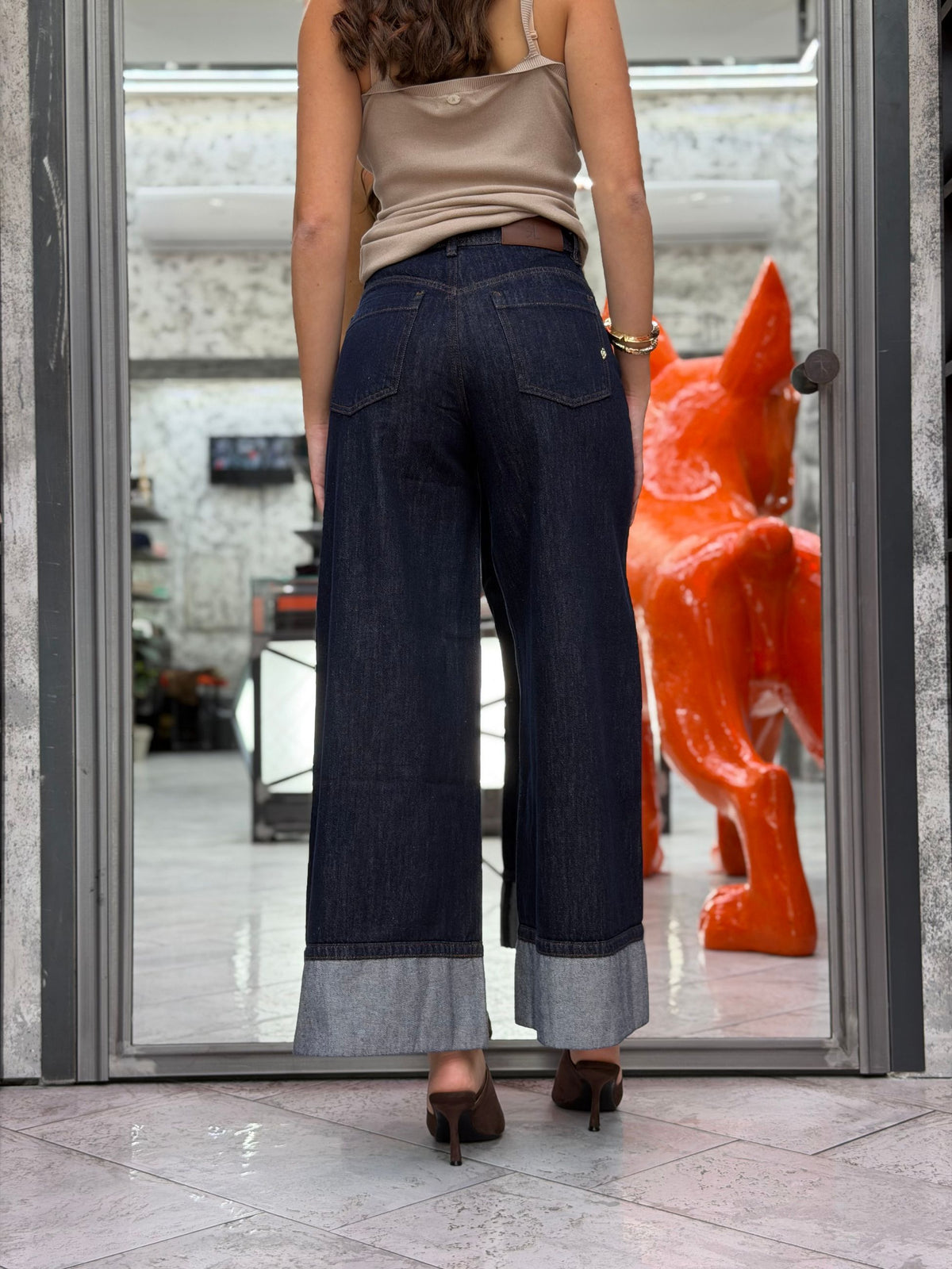 JEANS PALOMA ZERO WASH CON MEGA RISVOLTO - PALAZZO FIT GLD6060Q