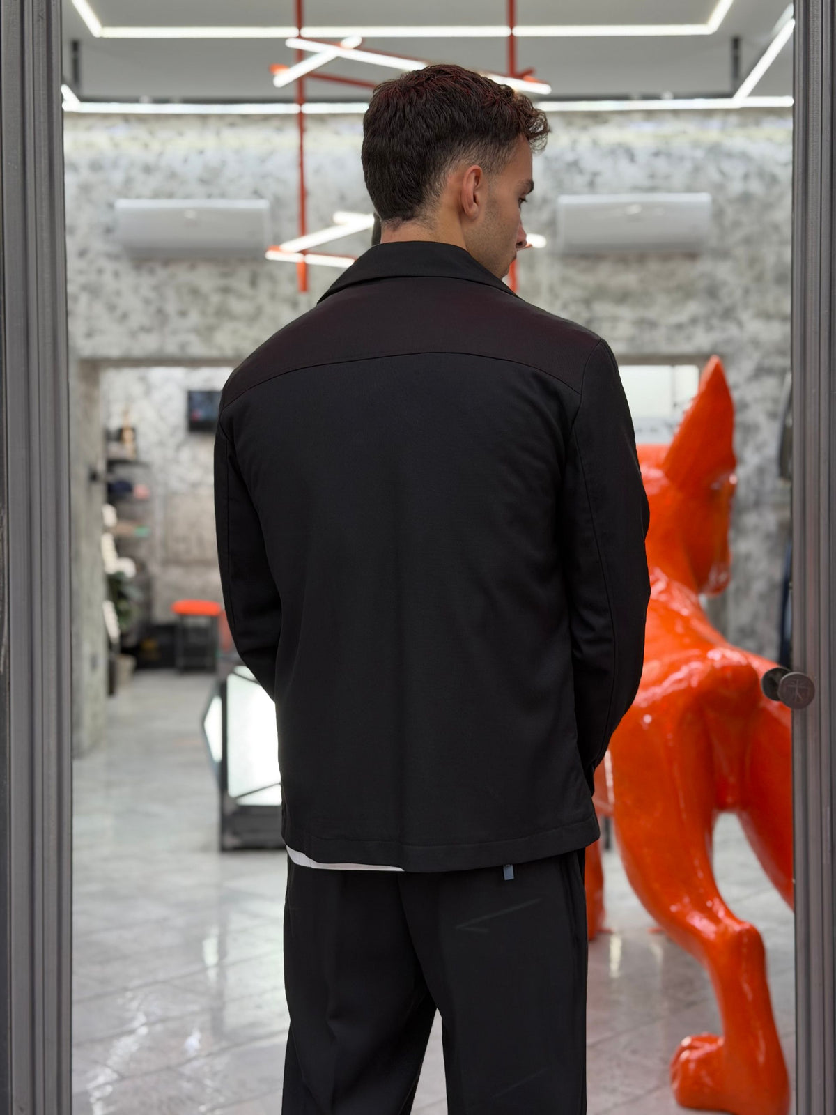 OVERJACKET DA COMPLETO IN TESSUTO ELEGANTE CON TRAPUNTA ALL'INTERNO E TASCHE A TOPPA - REGULAR FIT GBI1151SS.NER