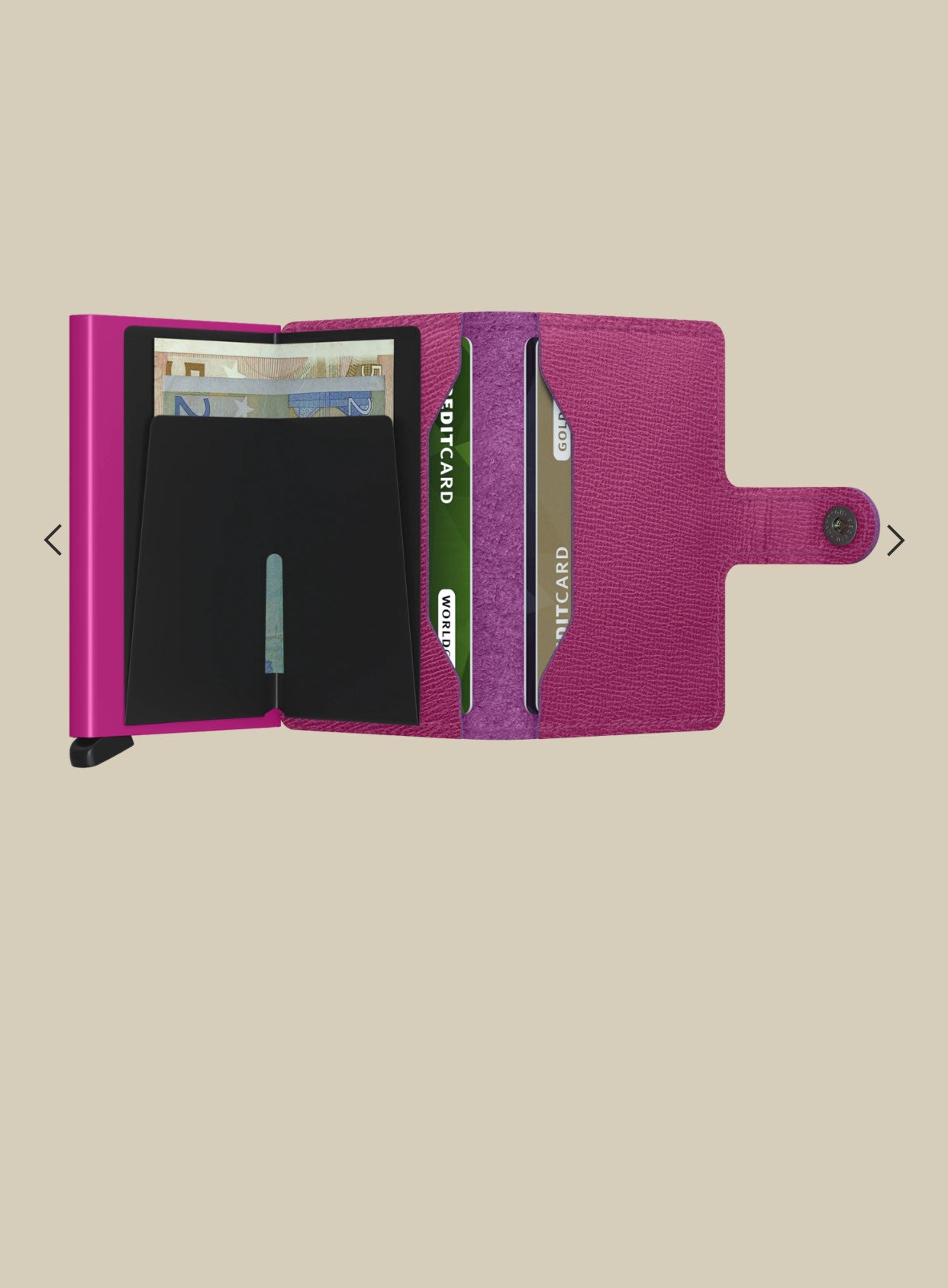 MINIWALLET PORTA CARTE E BANCONOTE IN PELLE STILE SAFFIANO MC-FUCHSIA