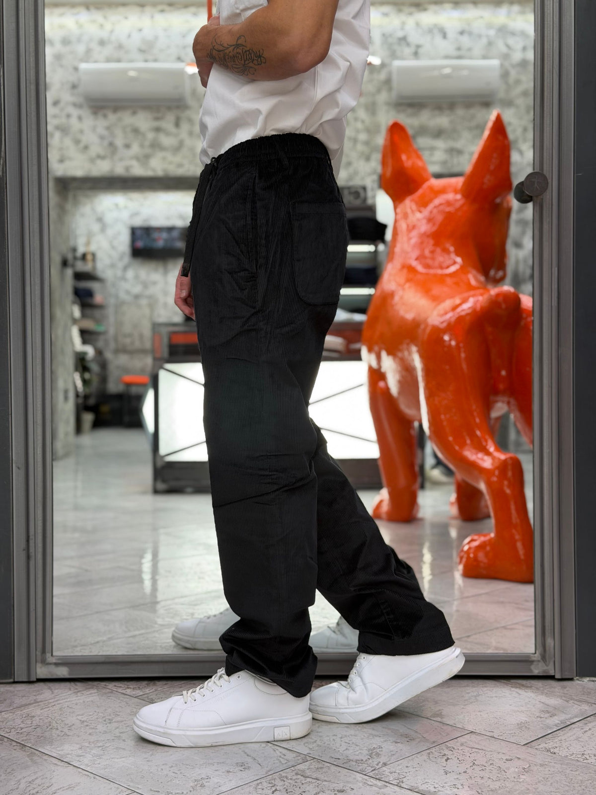 PANTALACCIO IN VELLUTO A COSTINE STRETTE - RELAXED FIT PSI1547SS.NER