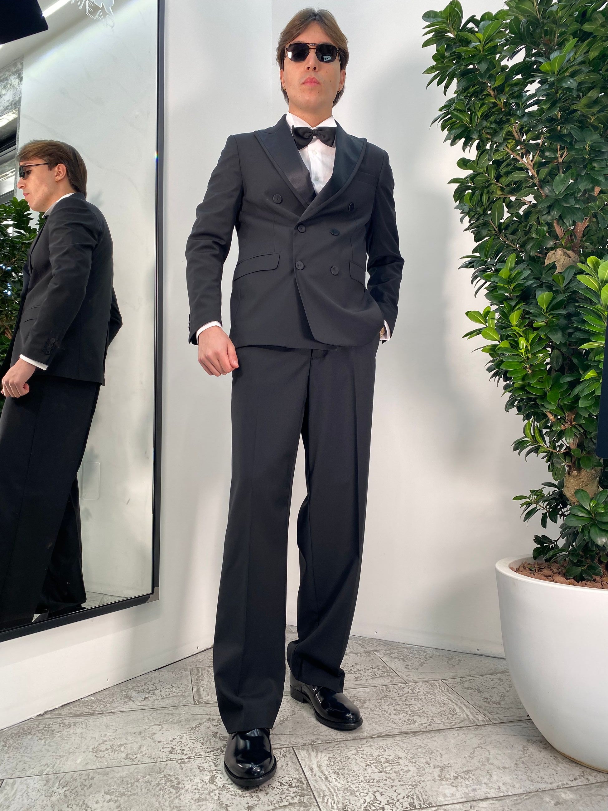 PANTALONE TASCA AMERICA DA ABITO IN FRESCO LANA FONFO AMPIO - RELAXED FIT PA3235.NER
