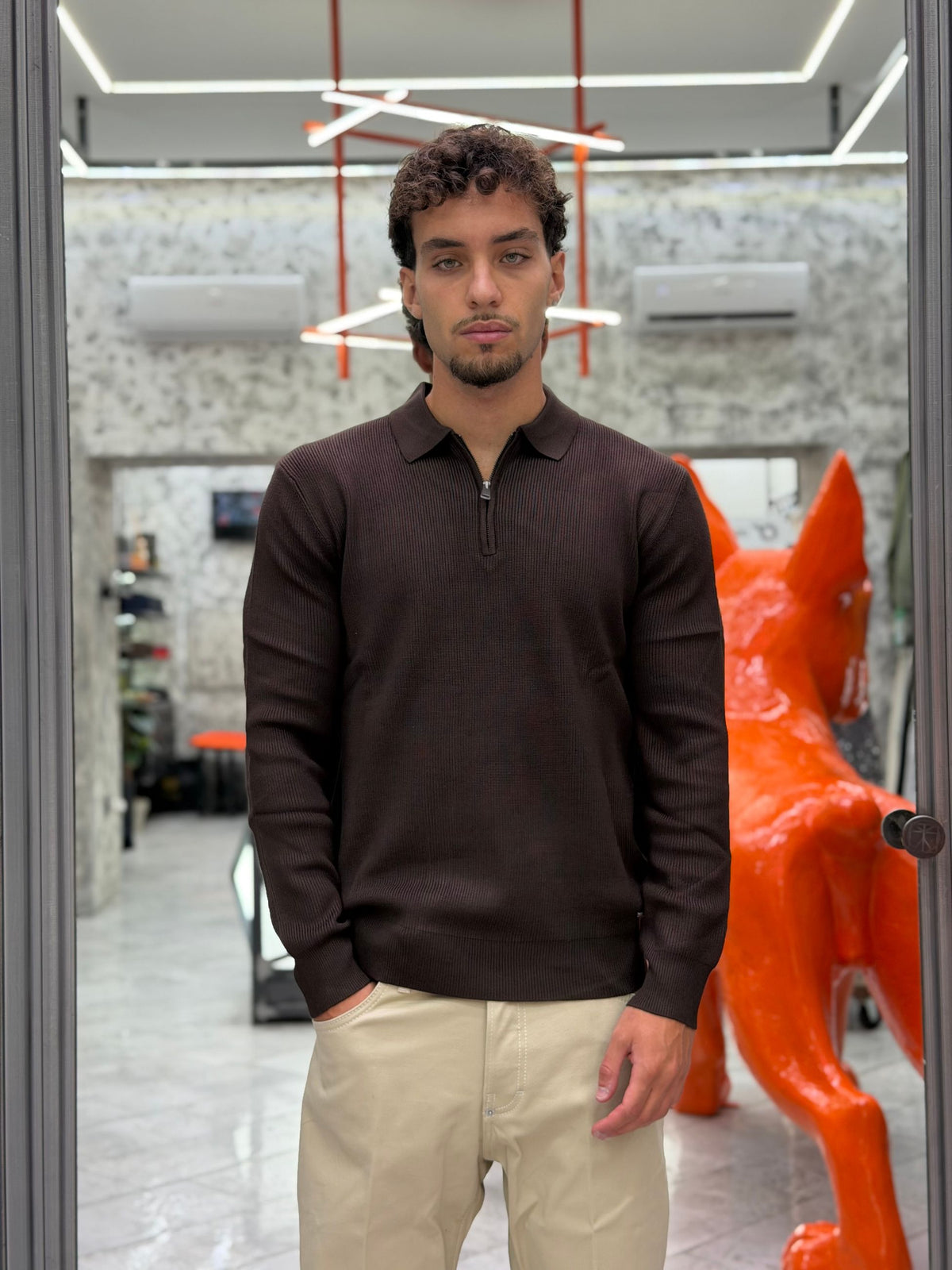 POLO MEZZA ZIP A COSTA INGLESE IN MISTO VISCOSA - REGULAR FIT GL35133GZ-F26.COF