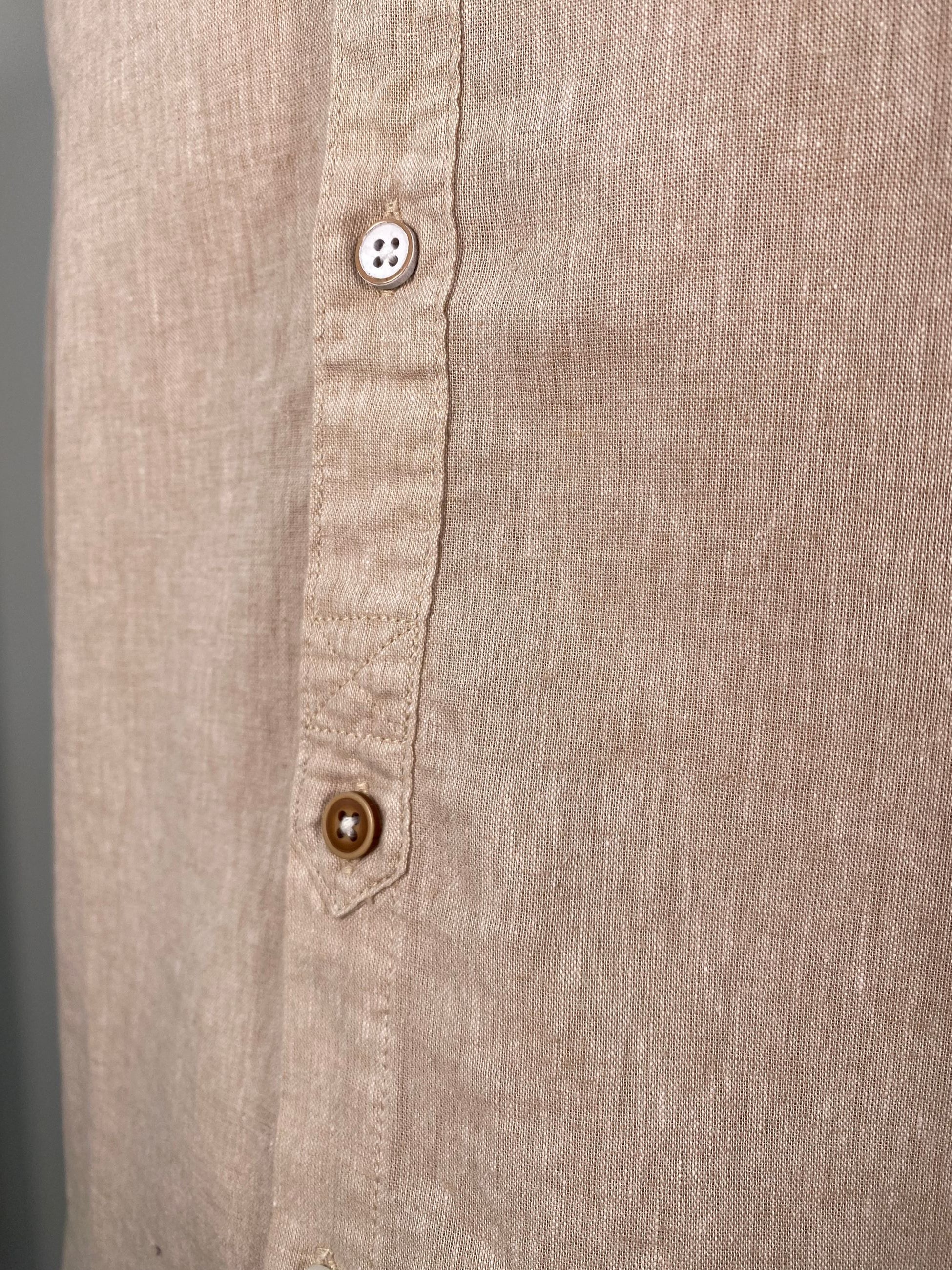 CAMICIA COREANA MANICA LUNGA IN MISTO LINO FIAMMATO - REGULAR FIT CE989SS.BEI