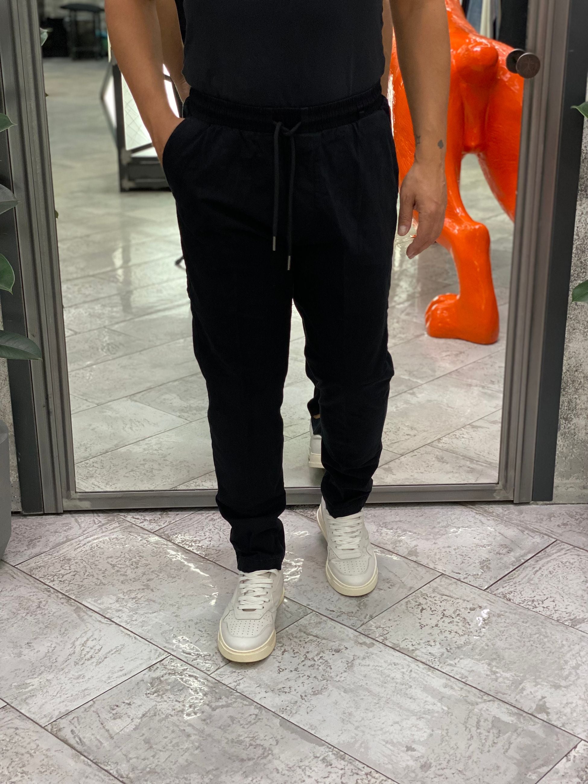 PANTALACCIO LEONARD IN CALDO COTONE ELASTICIZZATO CON COULISSE IN VITA - REGULAR FIT GL5109BD-F25.NER