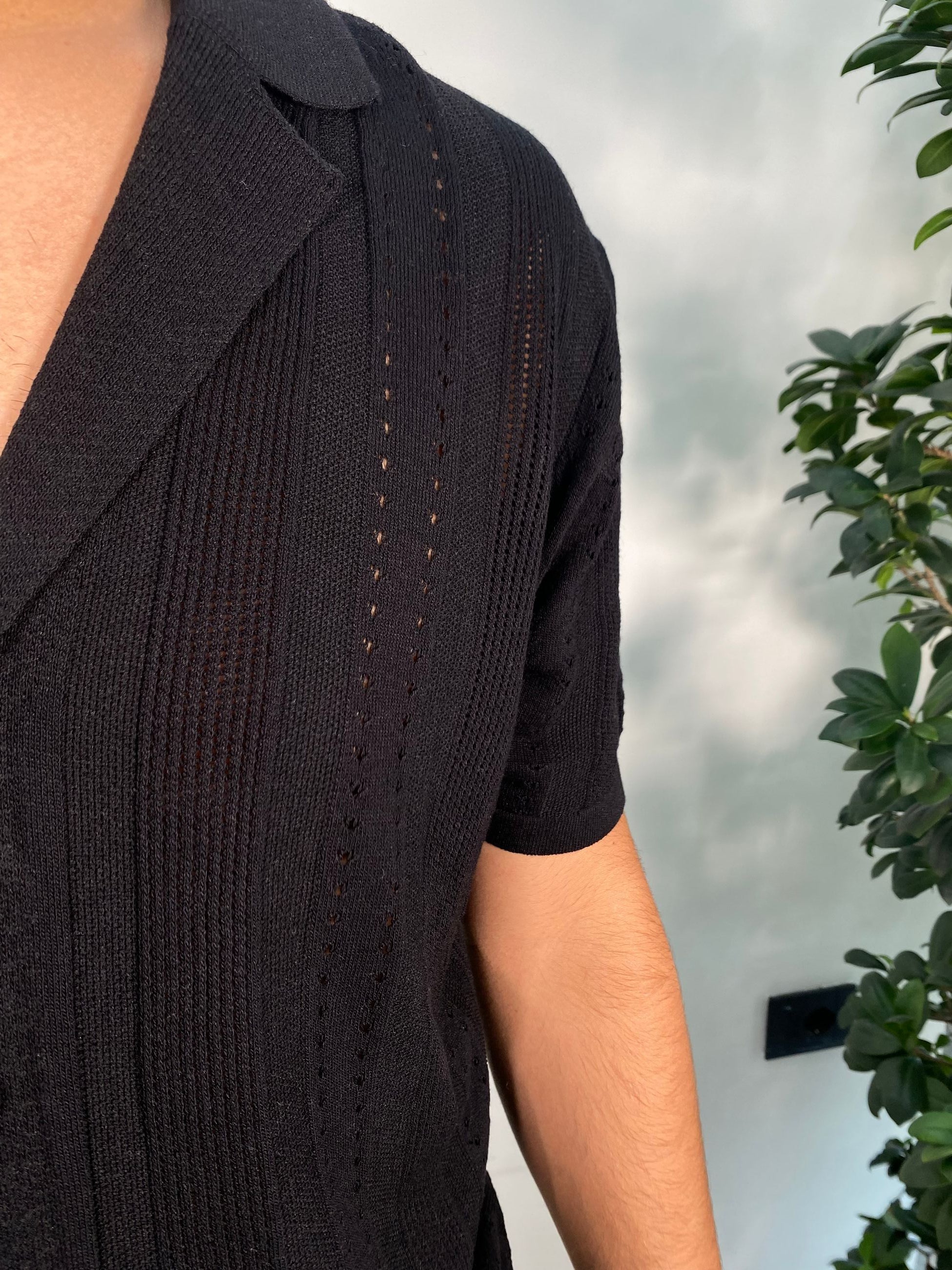POLO/CAMICIA TRAFORATA MANICA CORTA SCOLLO BOWLING - REGULAR FIT GL33763-S25.NER