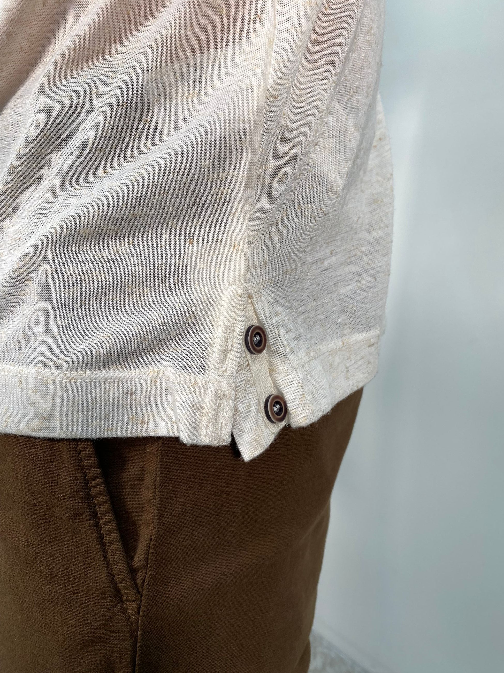 T-SHIRT IN MISTO LINO EFFETTO PUNTINATO CON TASCHINO - REGULAR FIT TE2956SS.OFFW