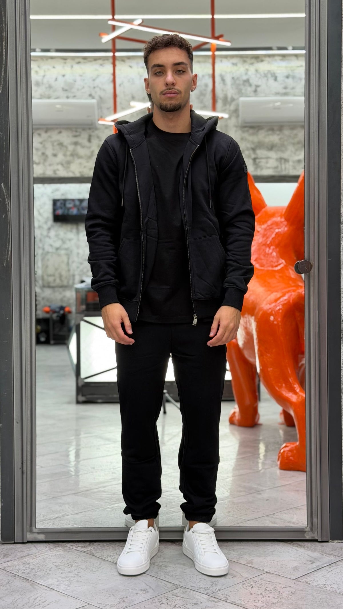 FELPA APERTA CON ZIP E CAPPUCCIO - REGULAR FIT GL2243F-F26.NER