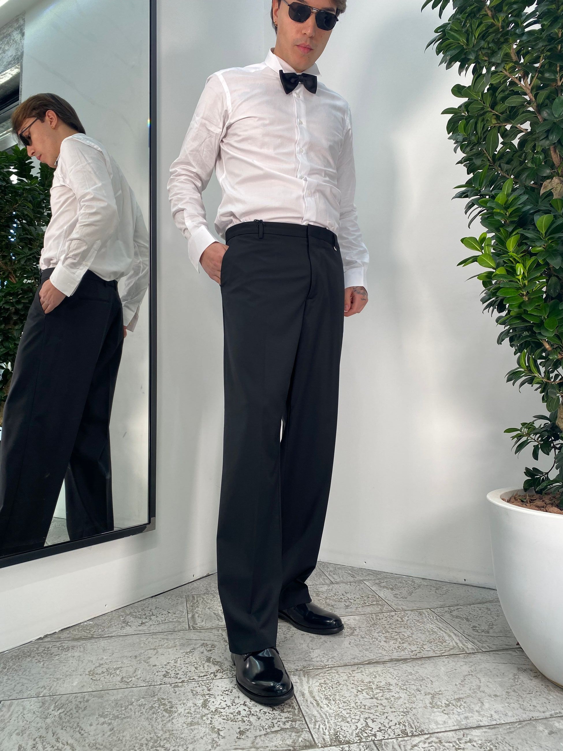PANTALONE TASCA AMERICA DA ABITO IN FRESCO LANA FONFO AMPIO - RELAXED FIT PA3235.NER